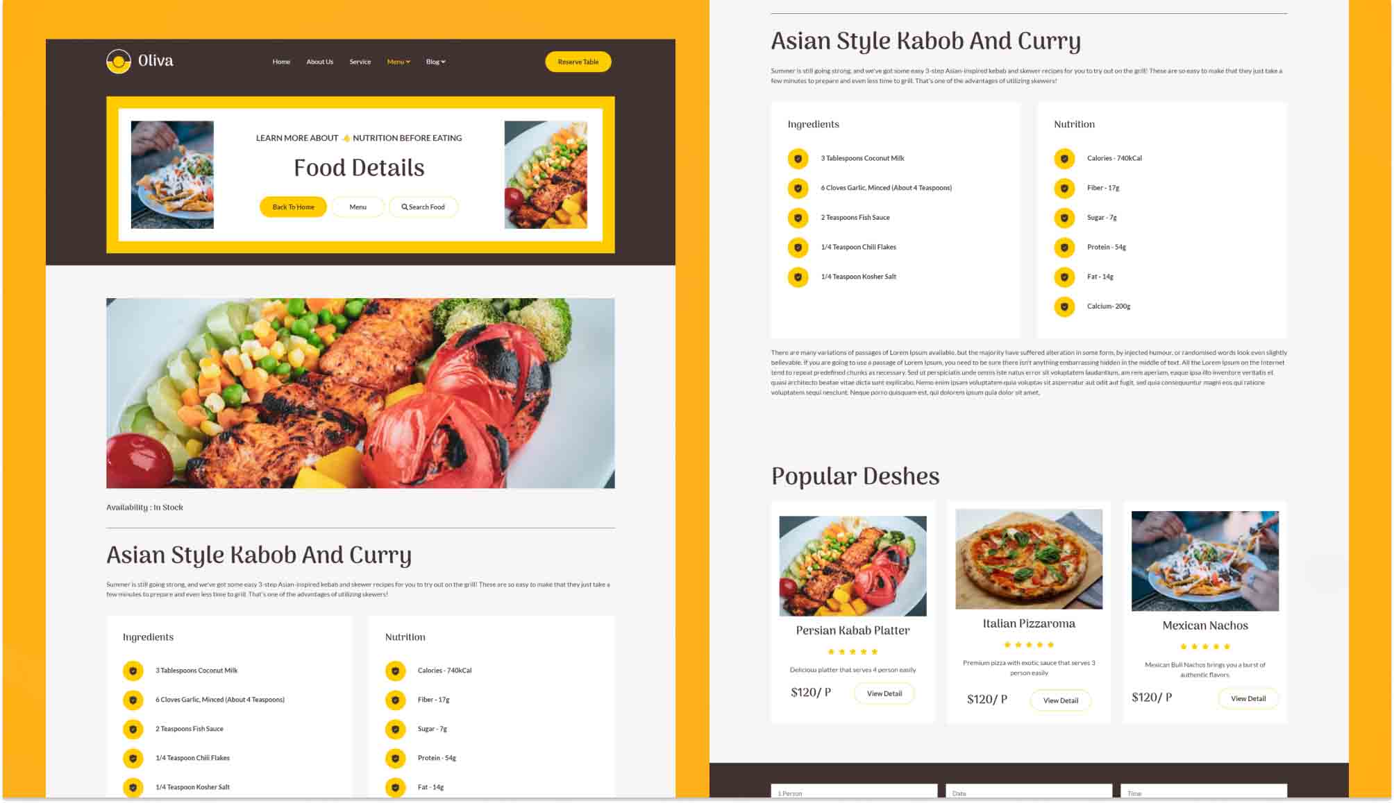 Oliva Food Details Page Banner