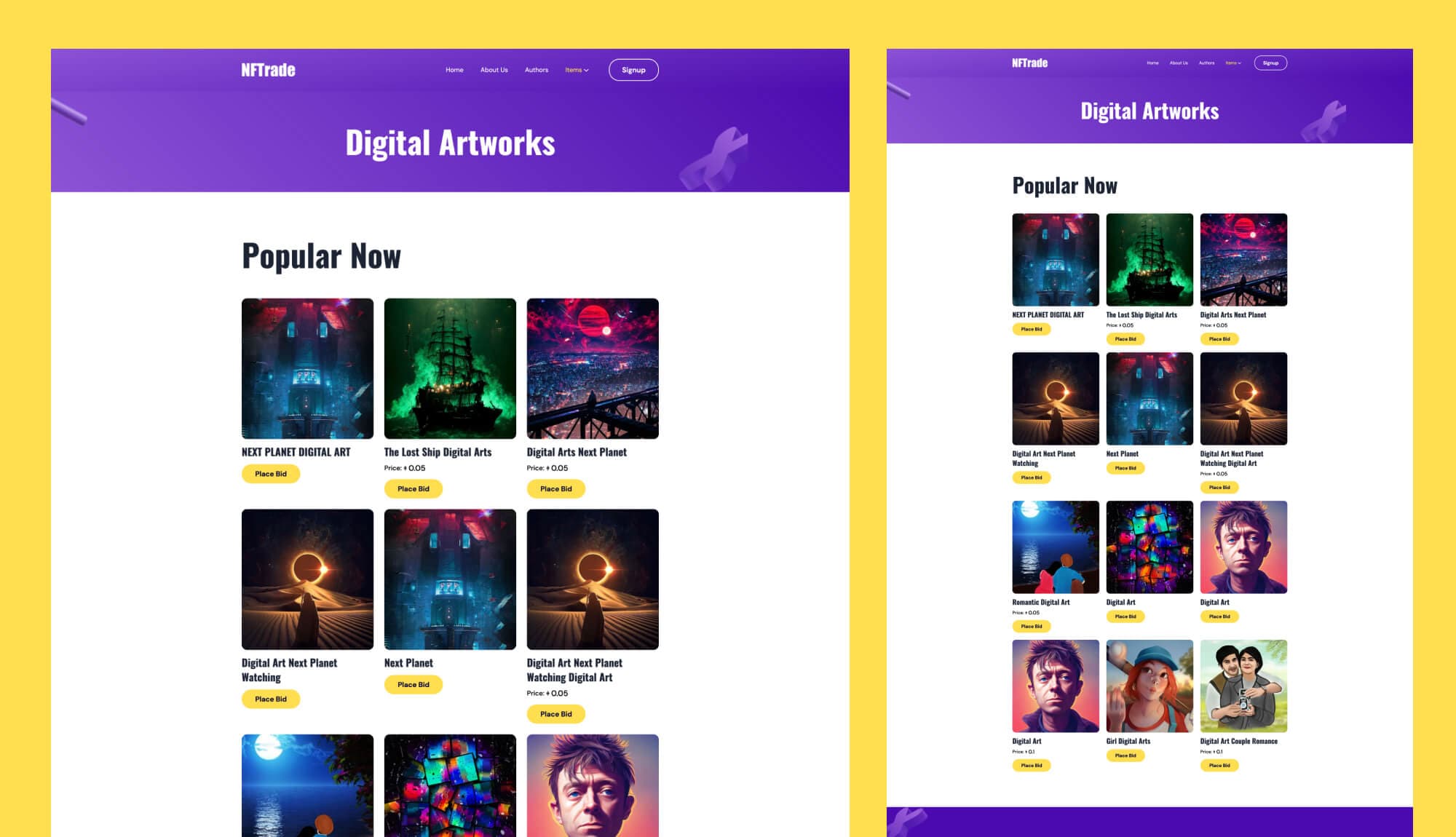 NFTrade Items Page For Gutenberg By Templately