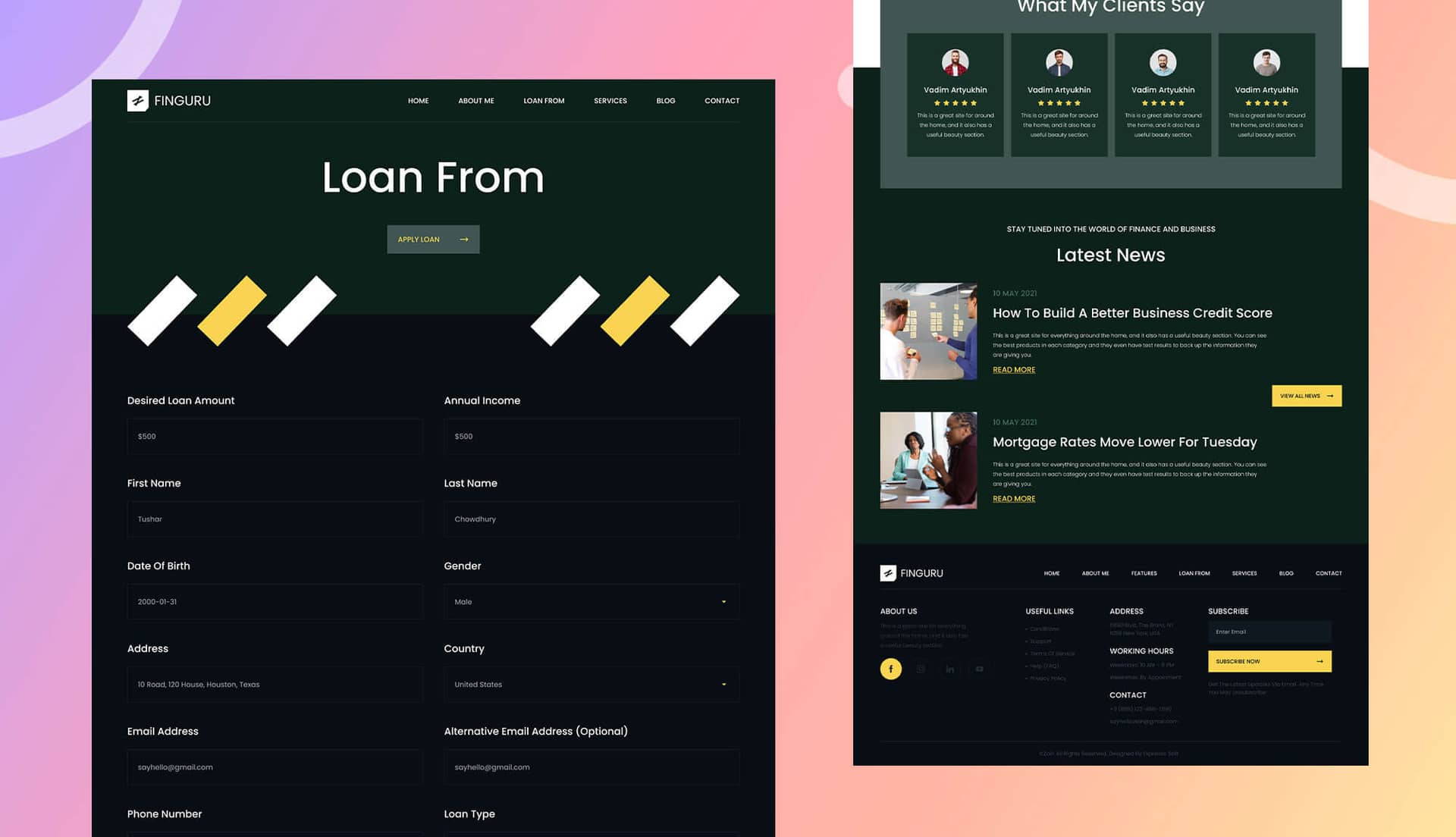 FinGuru Loan Form Page By Templately