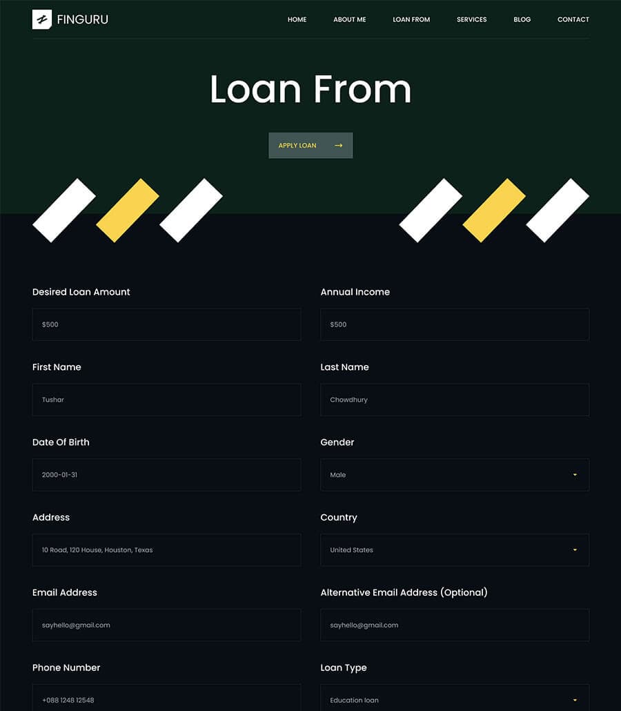 FinGuru Loan Form Page thumbnail