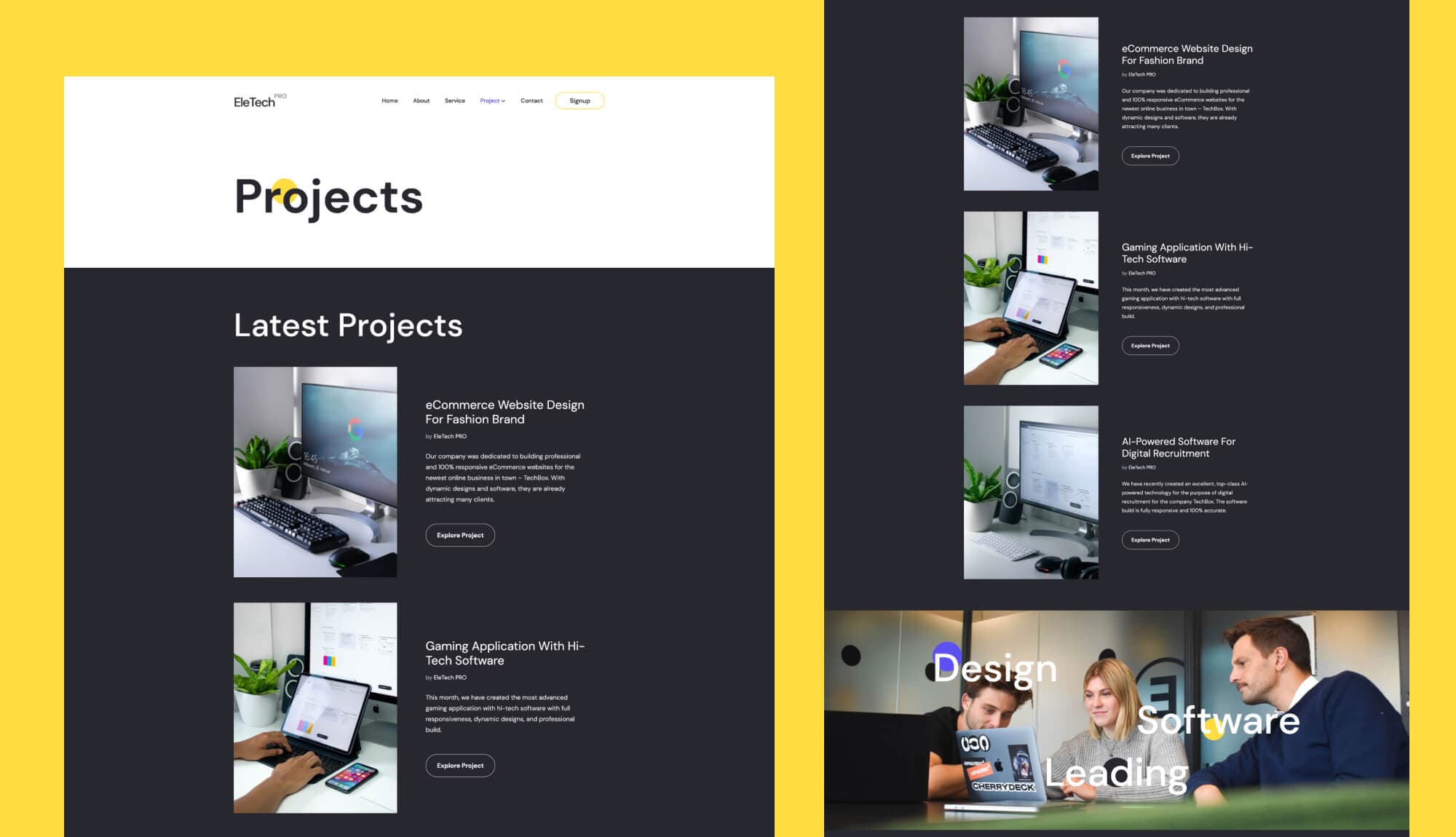 EleTech Projects Page For Gutenberg Banner