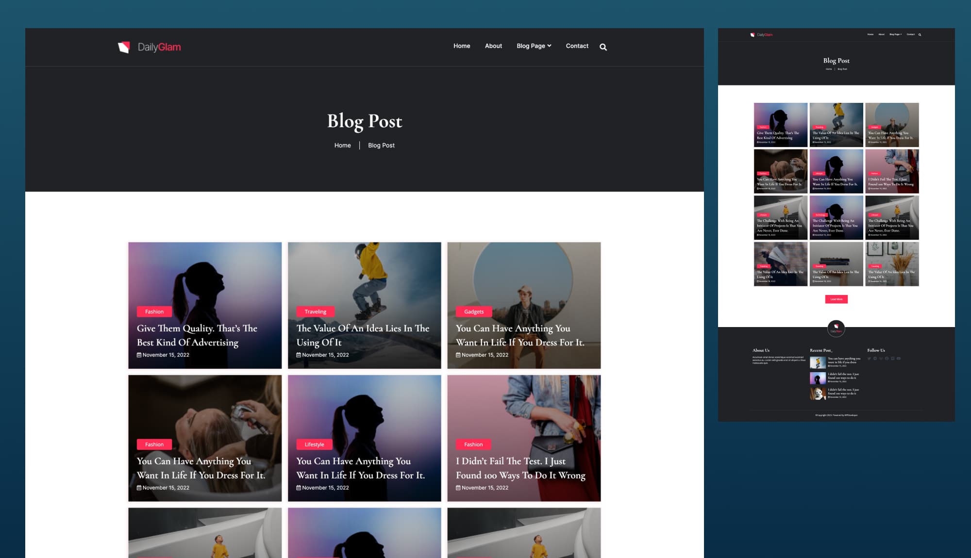 DailyGlam Blog Page Without Filter For Gutenberg Banner
