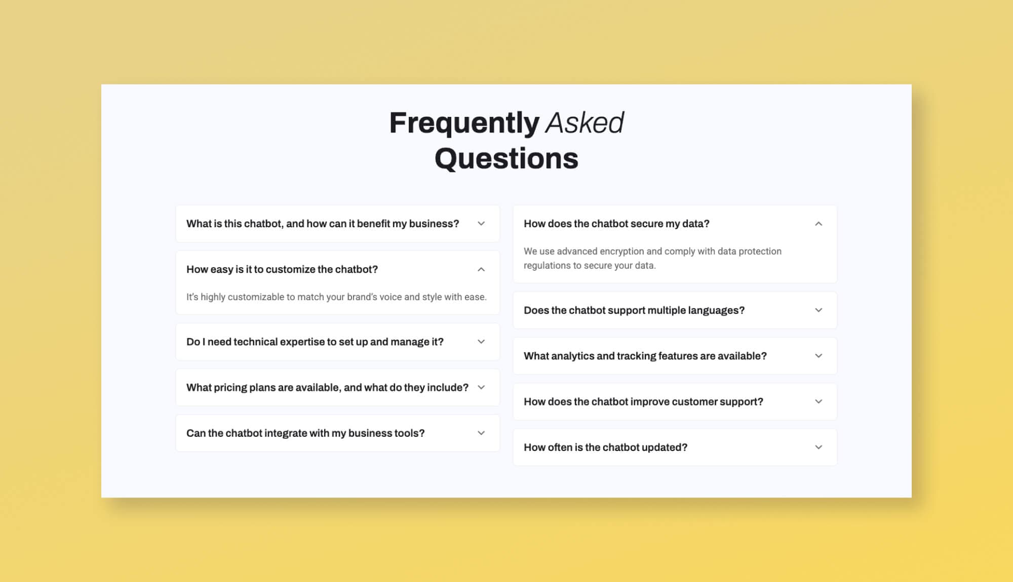 Chataibot Faq Section Gutenberg By Templately
