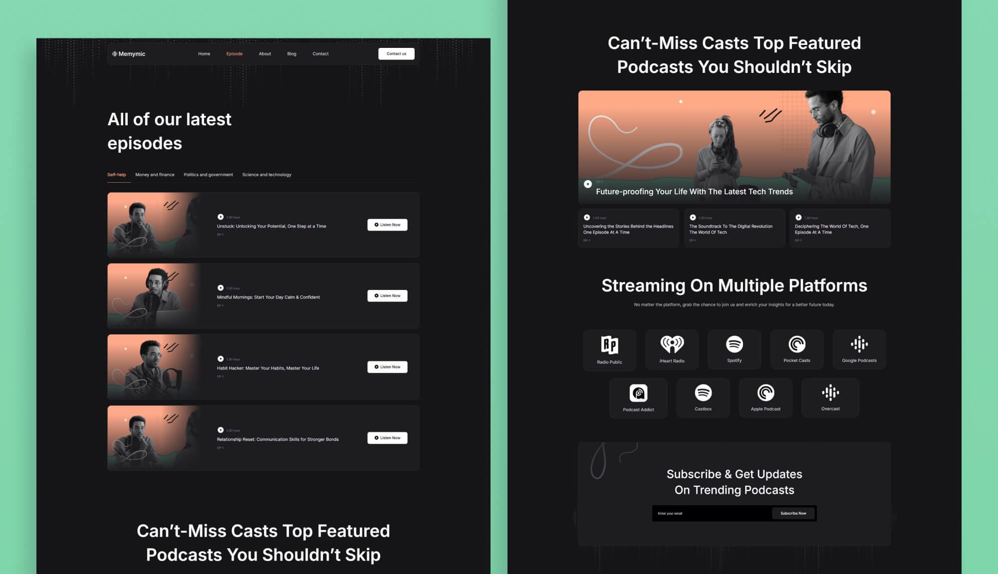 Memymic Episode Page For Gutenberg Banner