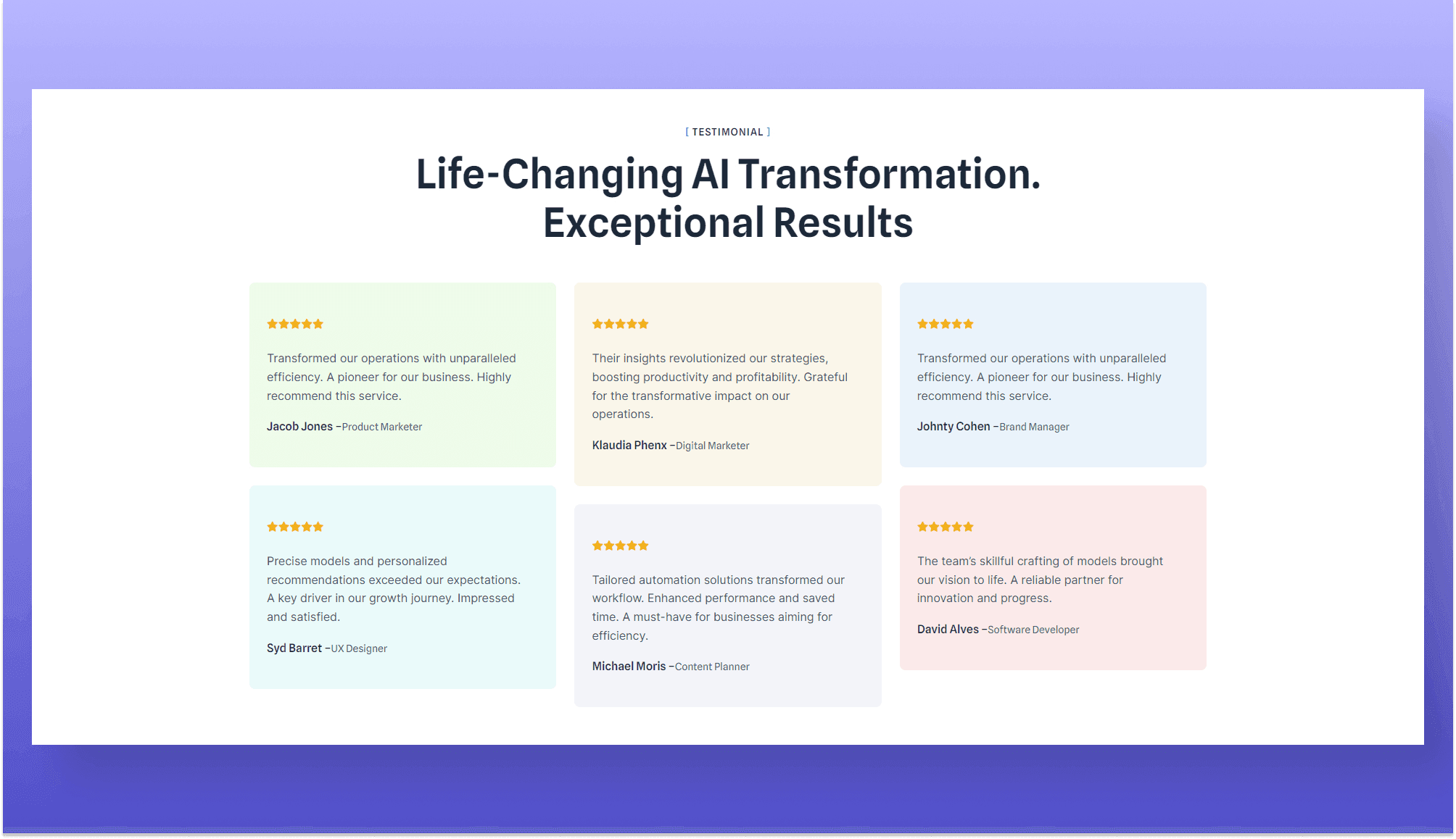 NeurAIGency Testimonial Section By Templately