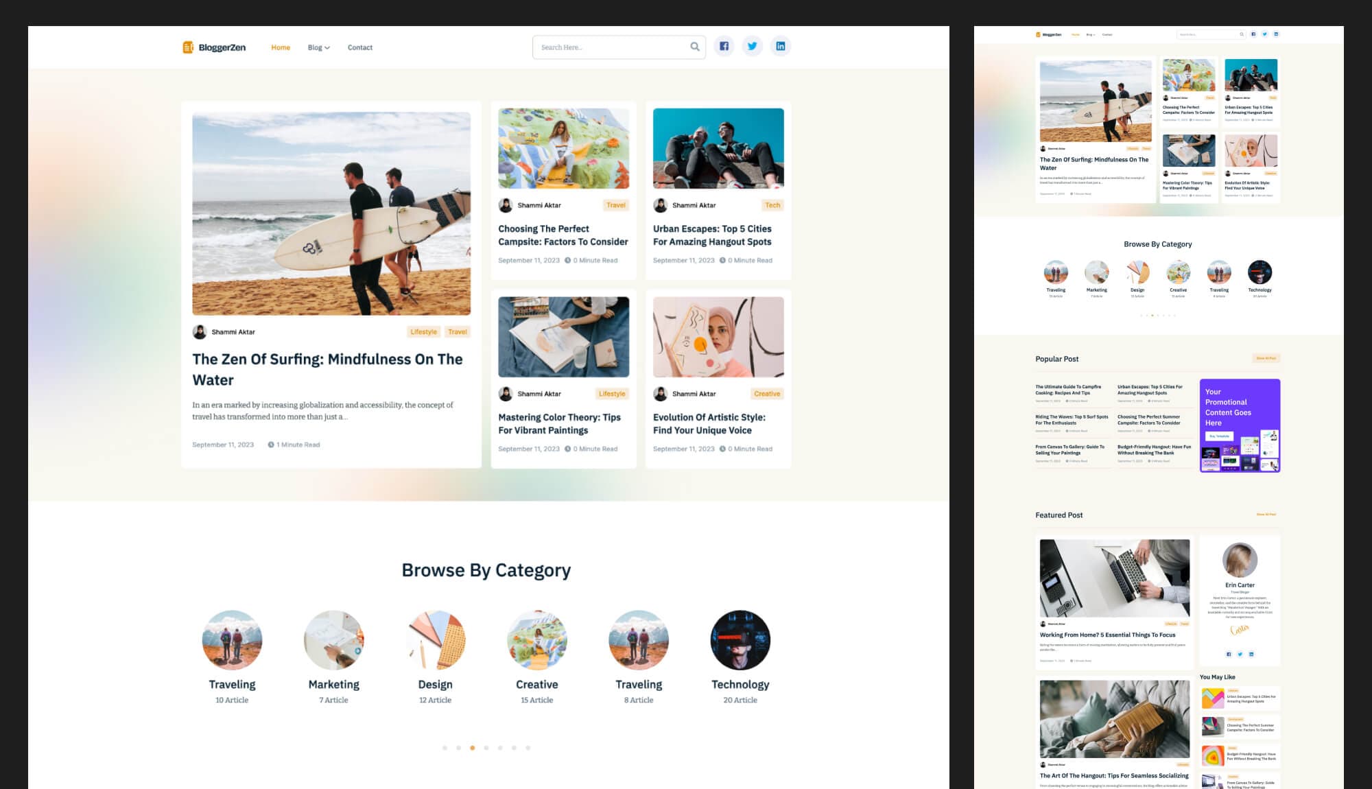 BloggerZen Home Page For Gutenberg By Templately