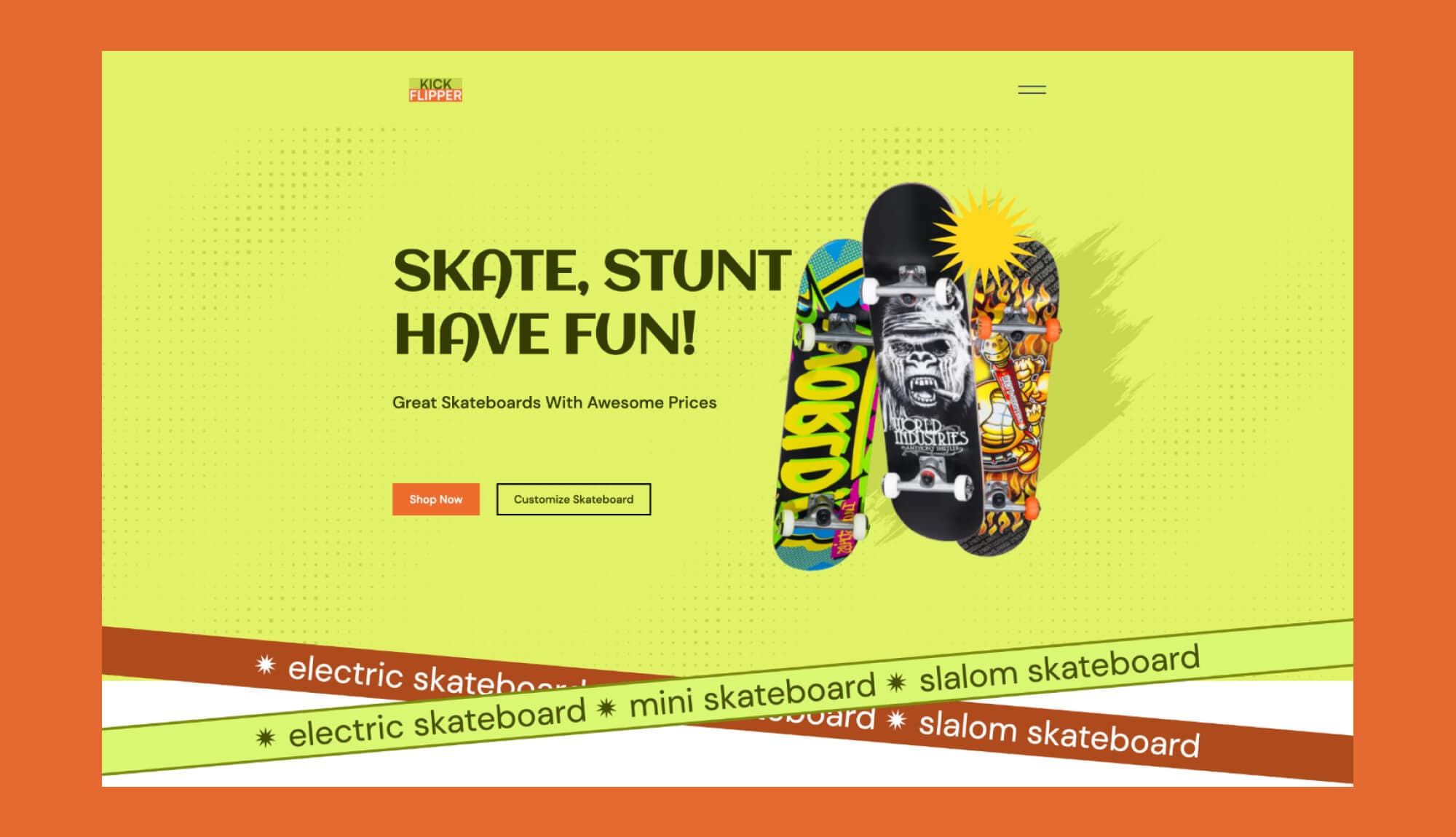 Kick Flipper Hero Section For Gutenberg Banner