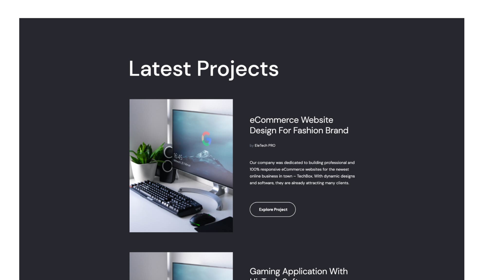 EleTech Projects Section Banner