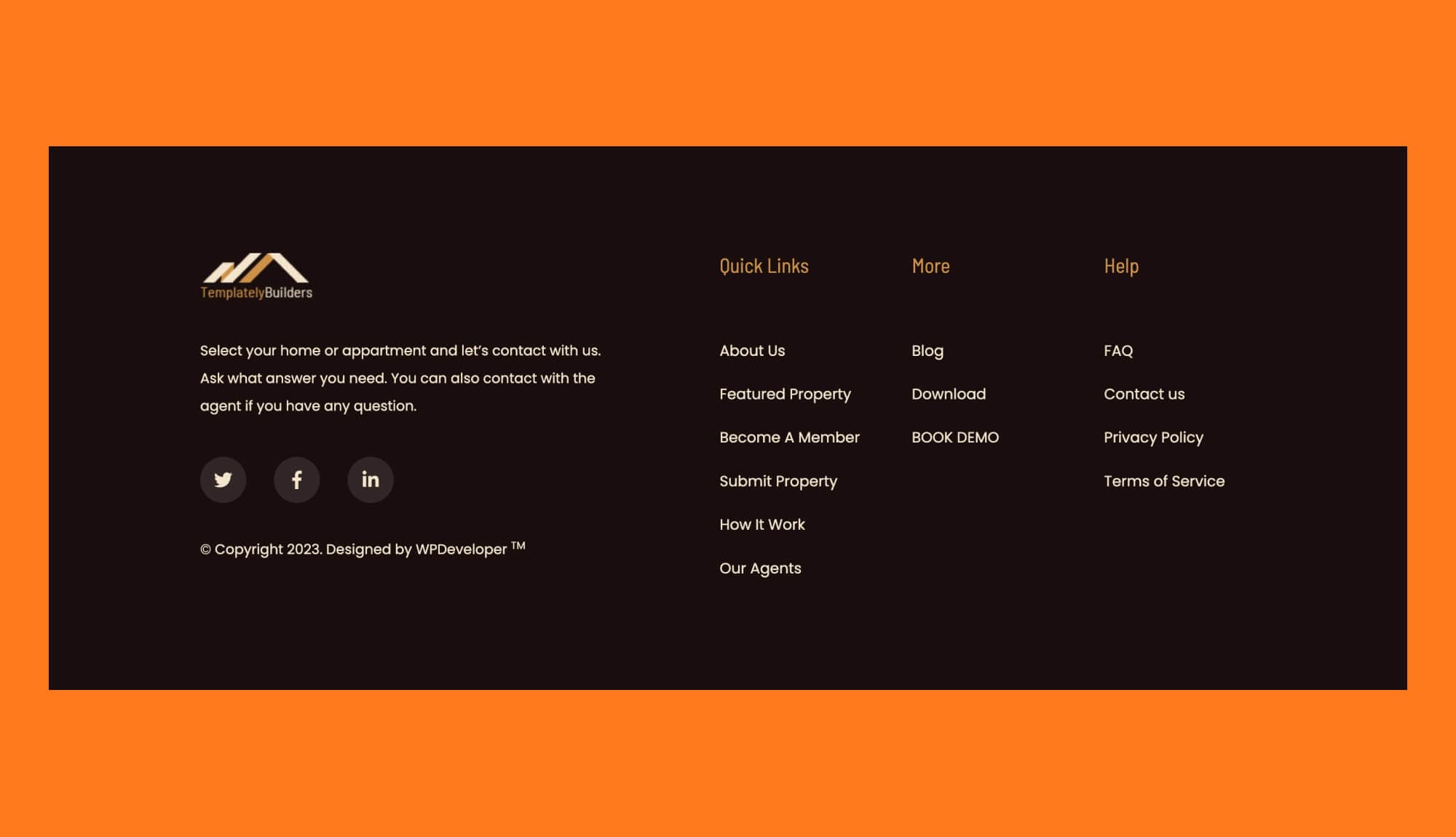 TemplatelyBuilders Footer Section For Gutenberg Banner