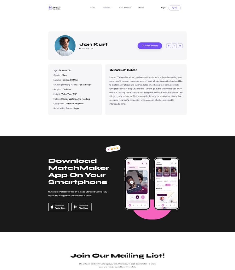 MatchMaker Member Details Page thumbnail