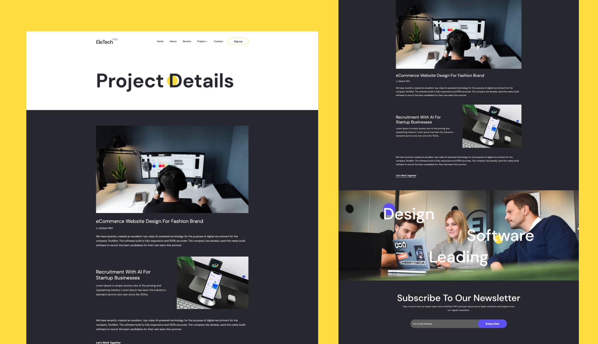EleTech Project Details Page For Gutenberg Banner