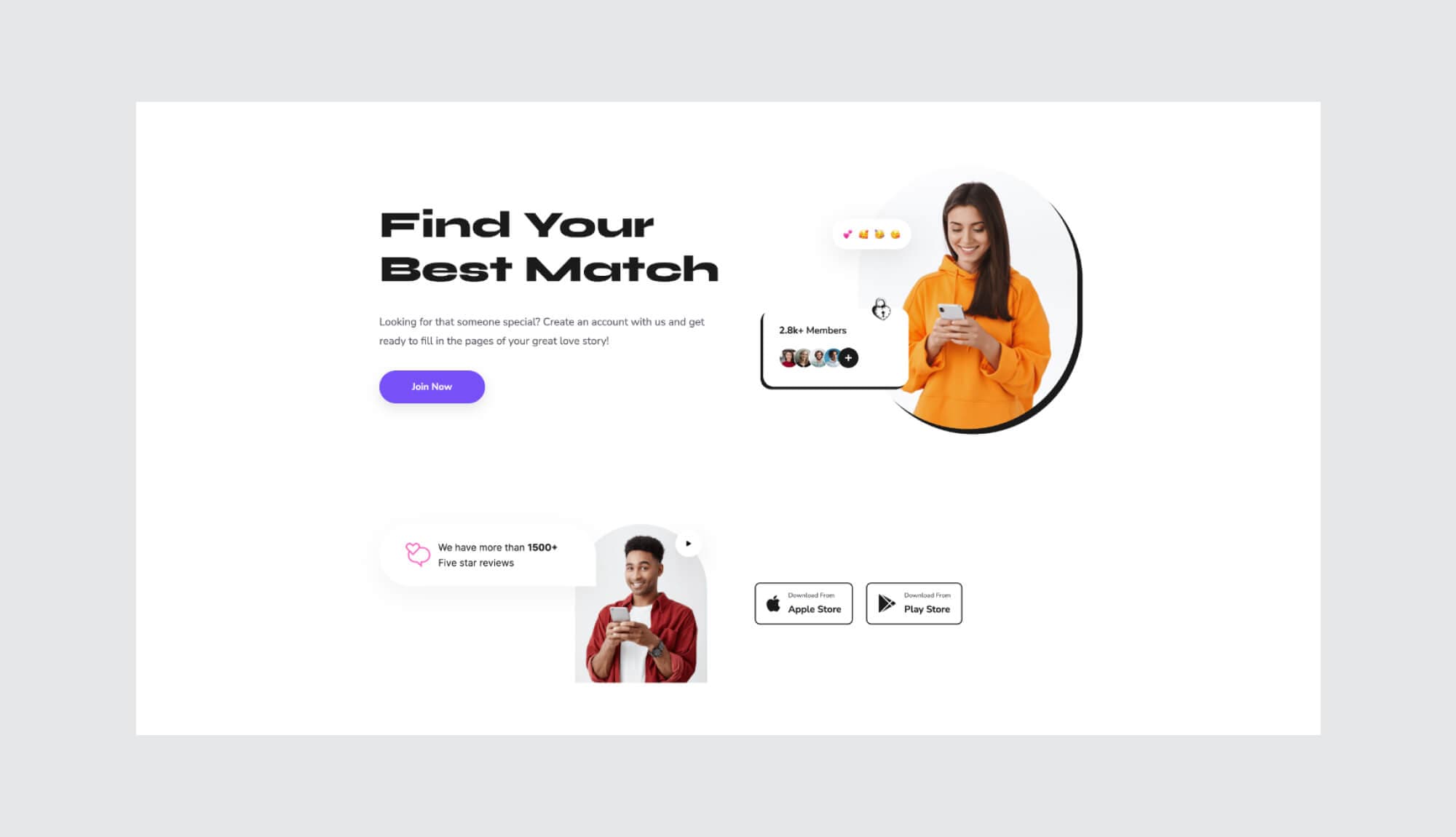 MatchMaker Hero Section For Gutenberg Banner