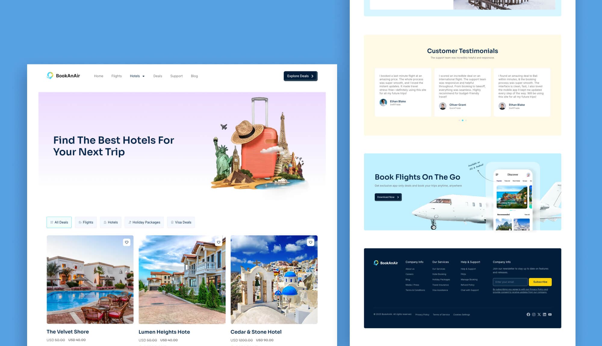 BookAnAir Hotels Page By Templately