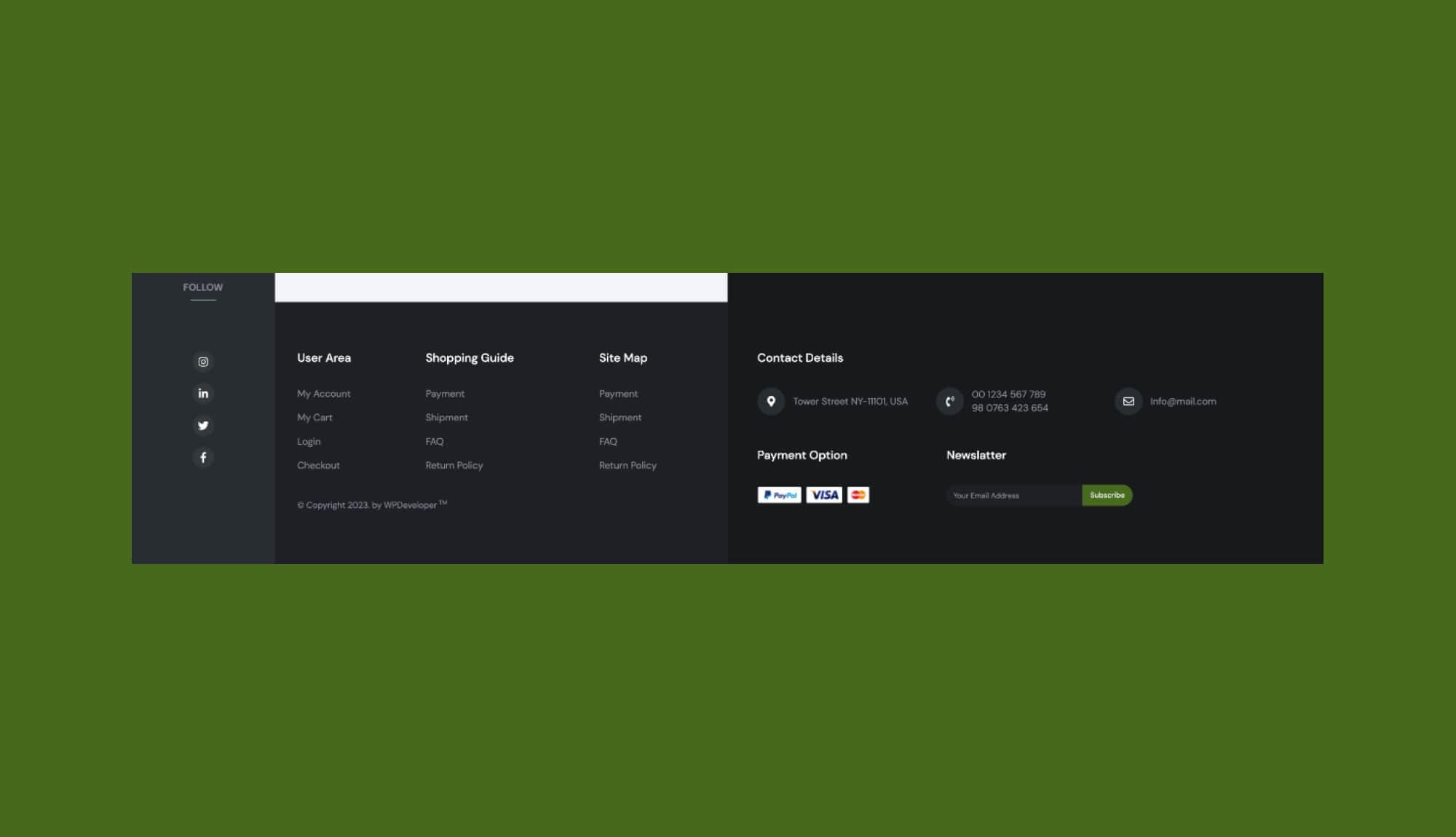 Food Mart Footer Section For Gutenberg Banner