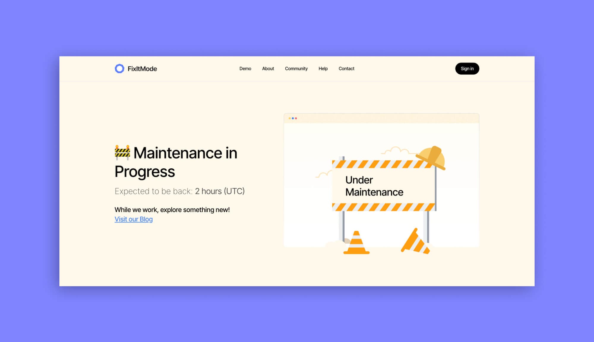 FixItMode Under Maintenance Page 6 Banner