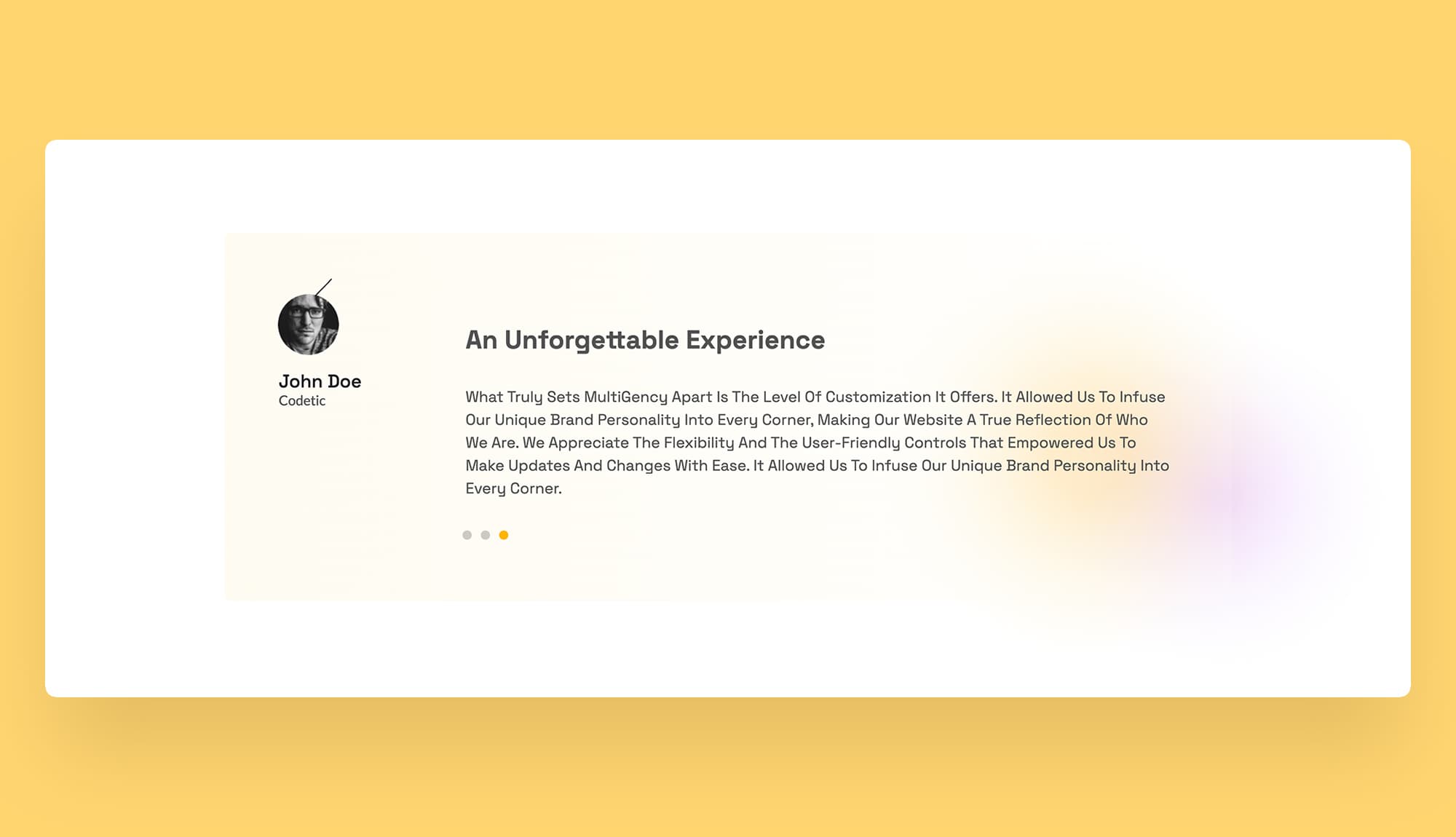 MultiGency Testimonial Carousel Section Banner