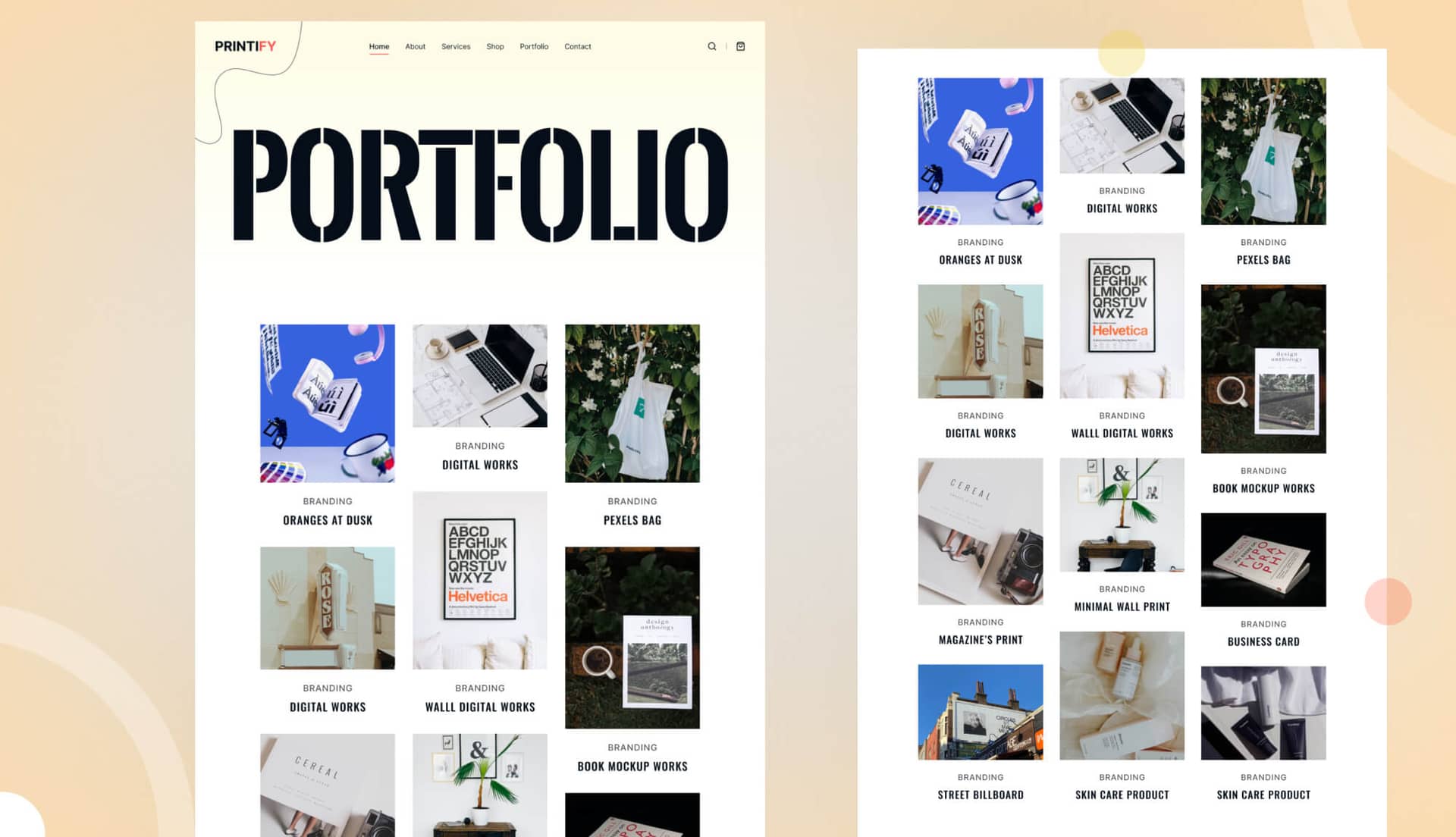Printify Portfolio Page By Templately