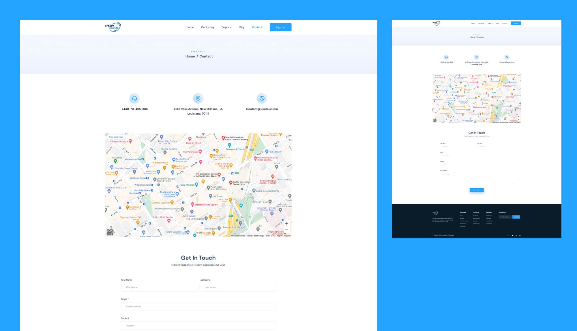 Speedy Rentals Contact Page For Gutenberg By Templately