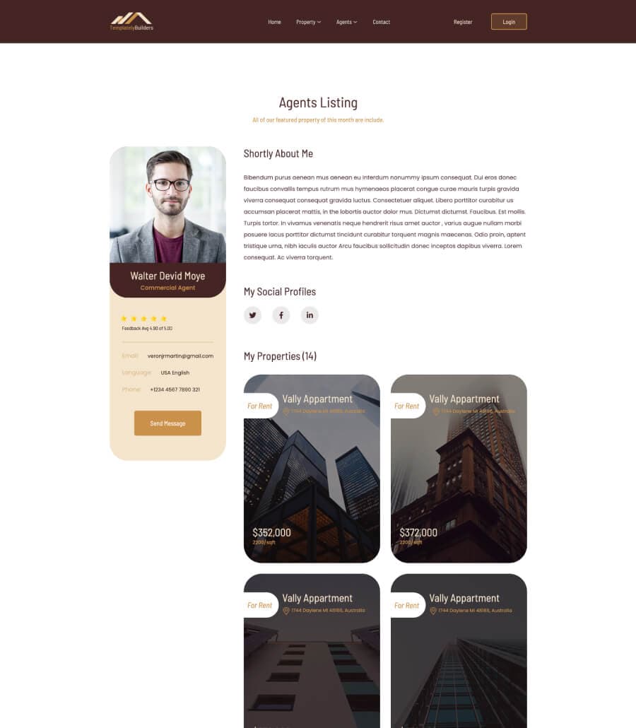 TemplatelyBuilders Agent Details Page For Gutenberg thumbnail