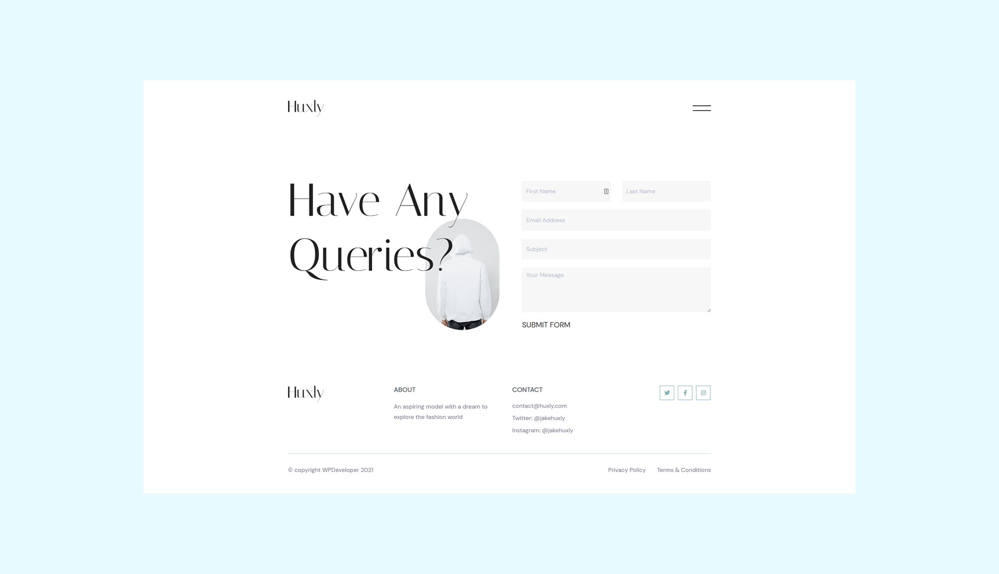 Huxly Contact Page Banner