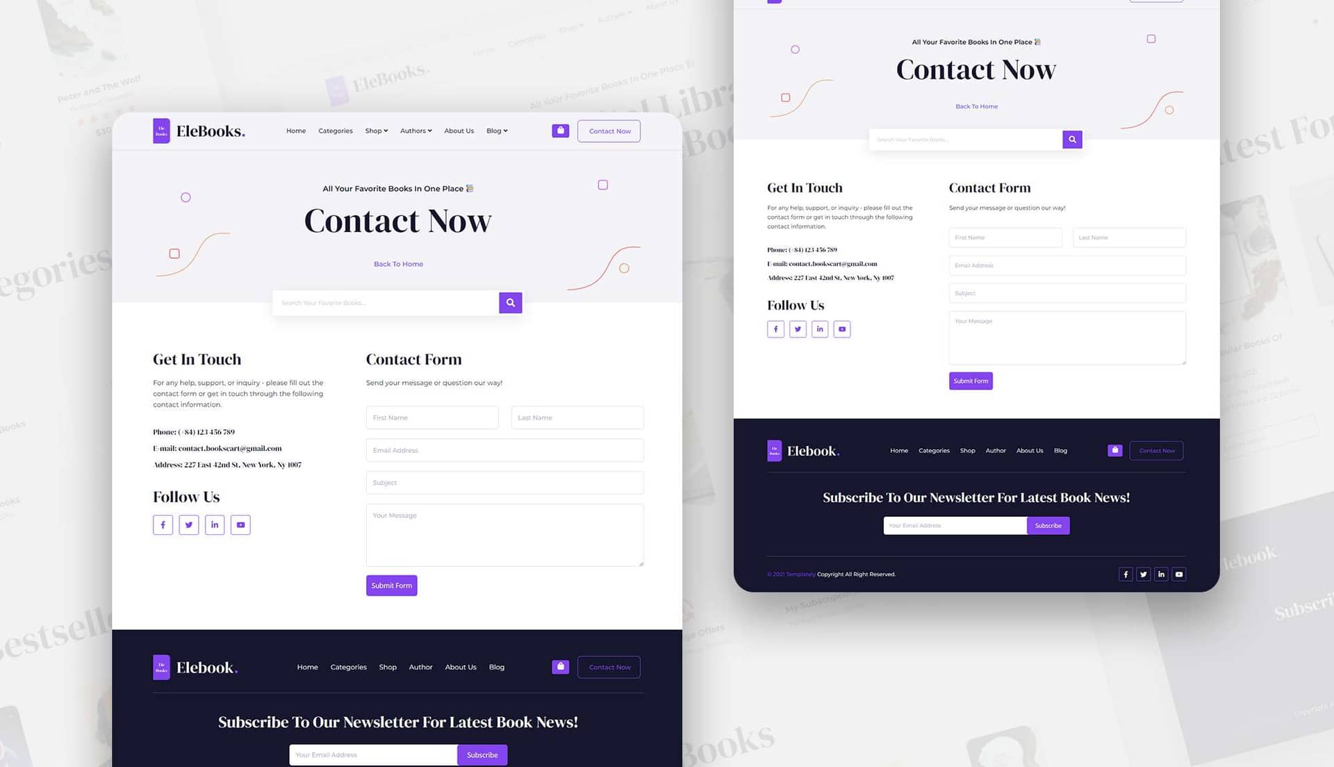EleBook Contact Page By Templately
