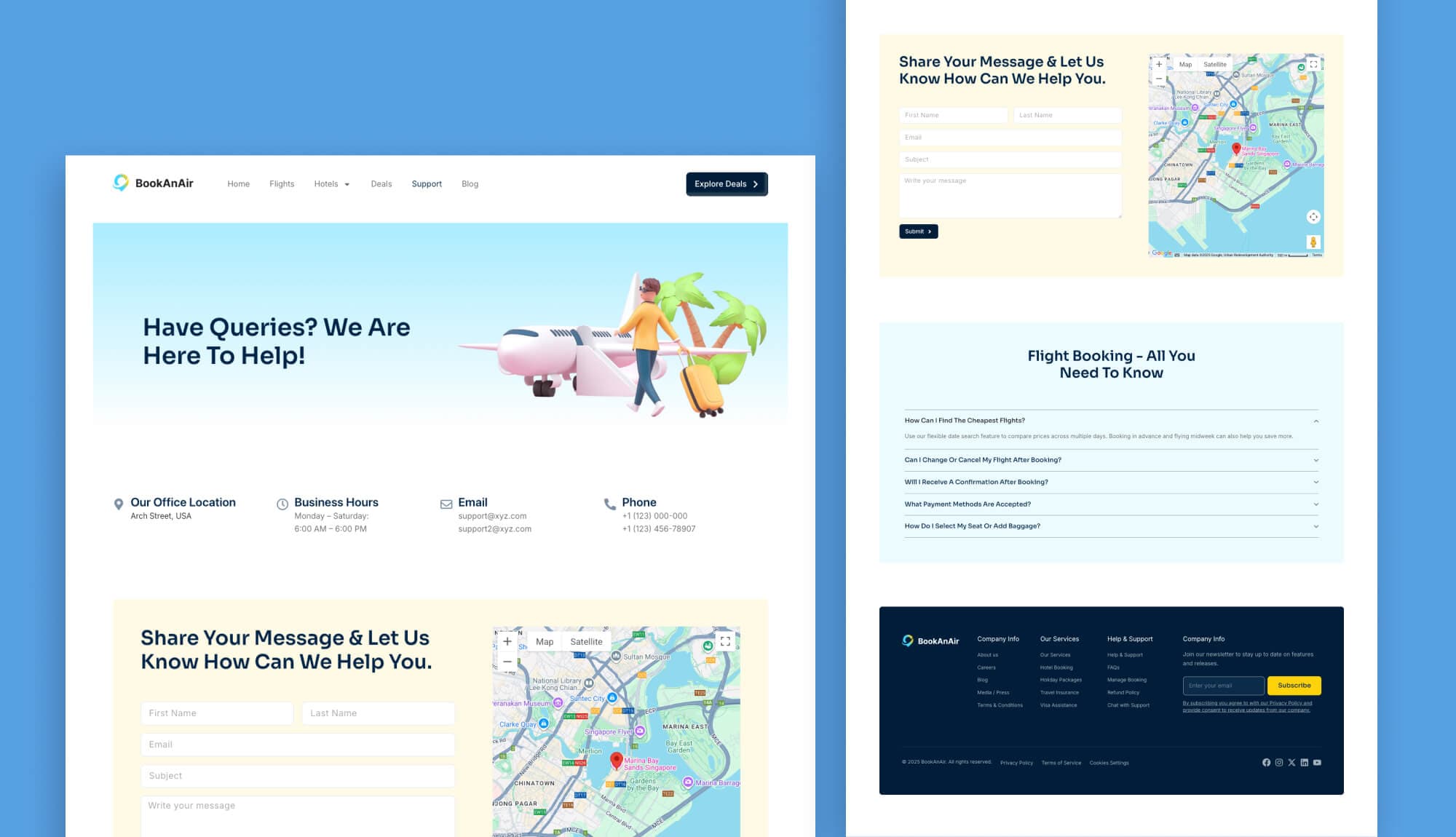 BookAnAir Support Page By Templately