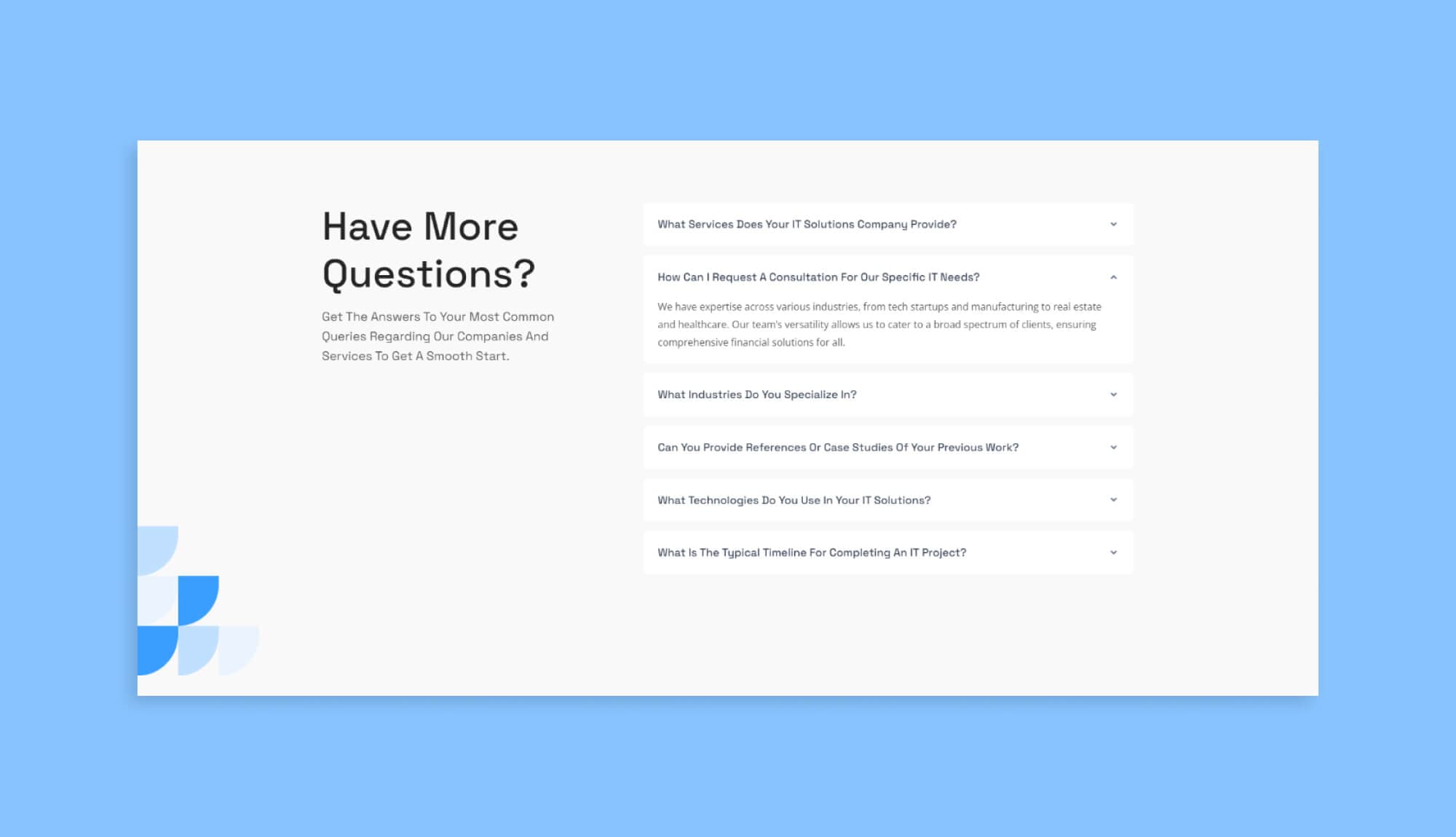 Techitok FAQ Section For Gutenberg Banner