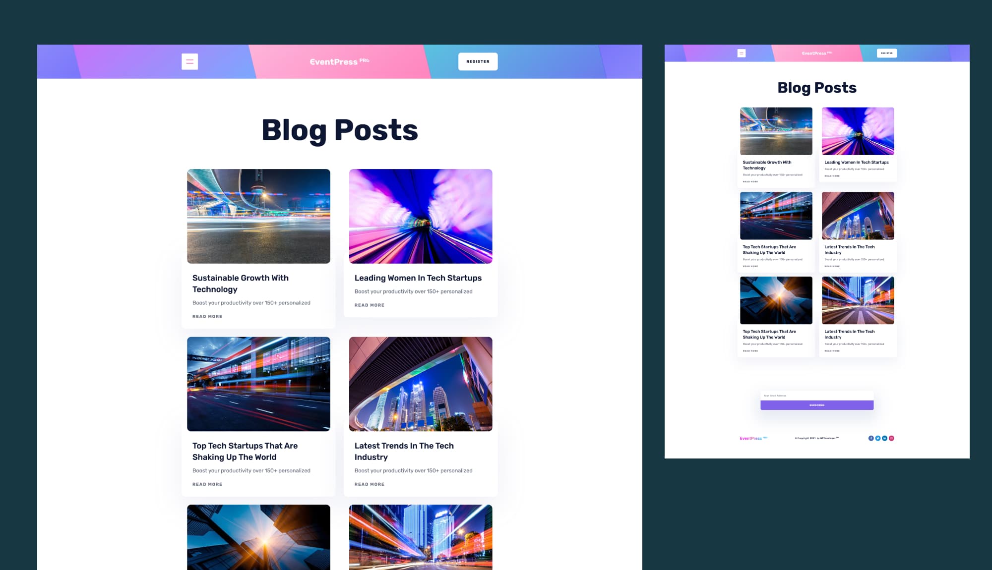 EventPress Pro Blog Page For Gutenberg Banner