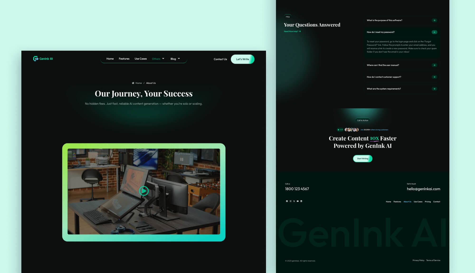 GenInk AI About Us Page By Templately