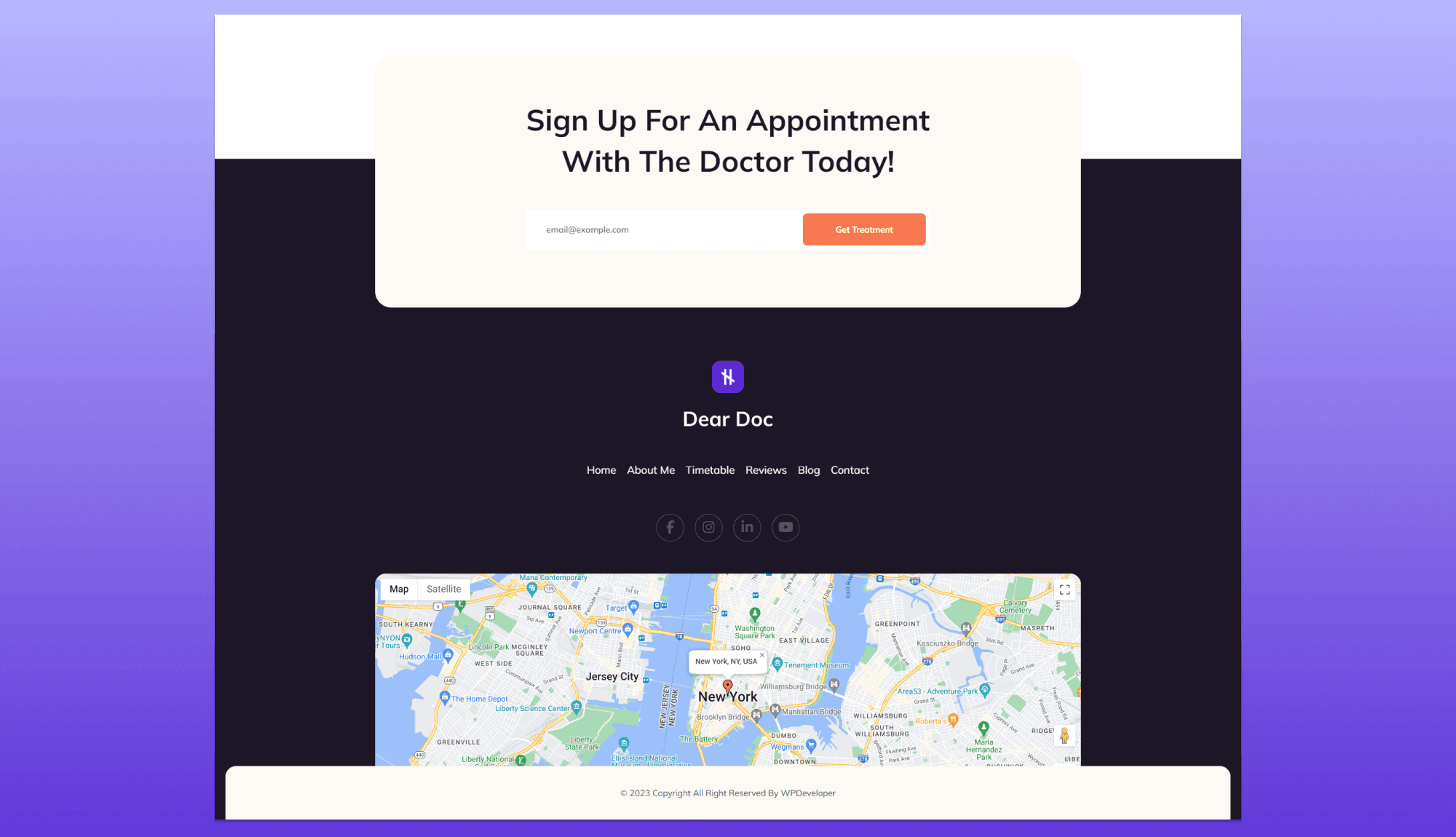 DearDoc Footer Section For Gutenberg Banner