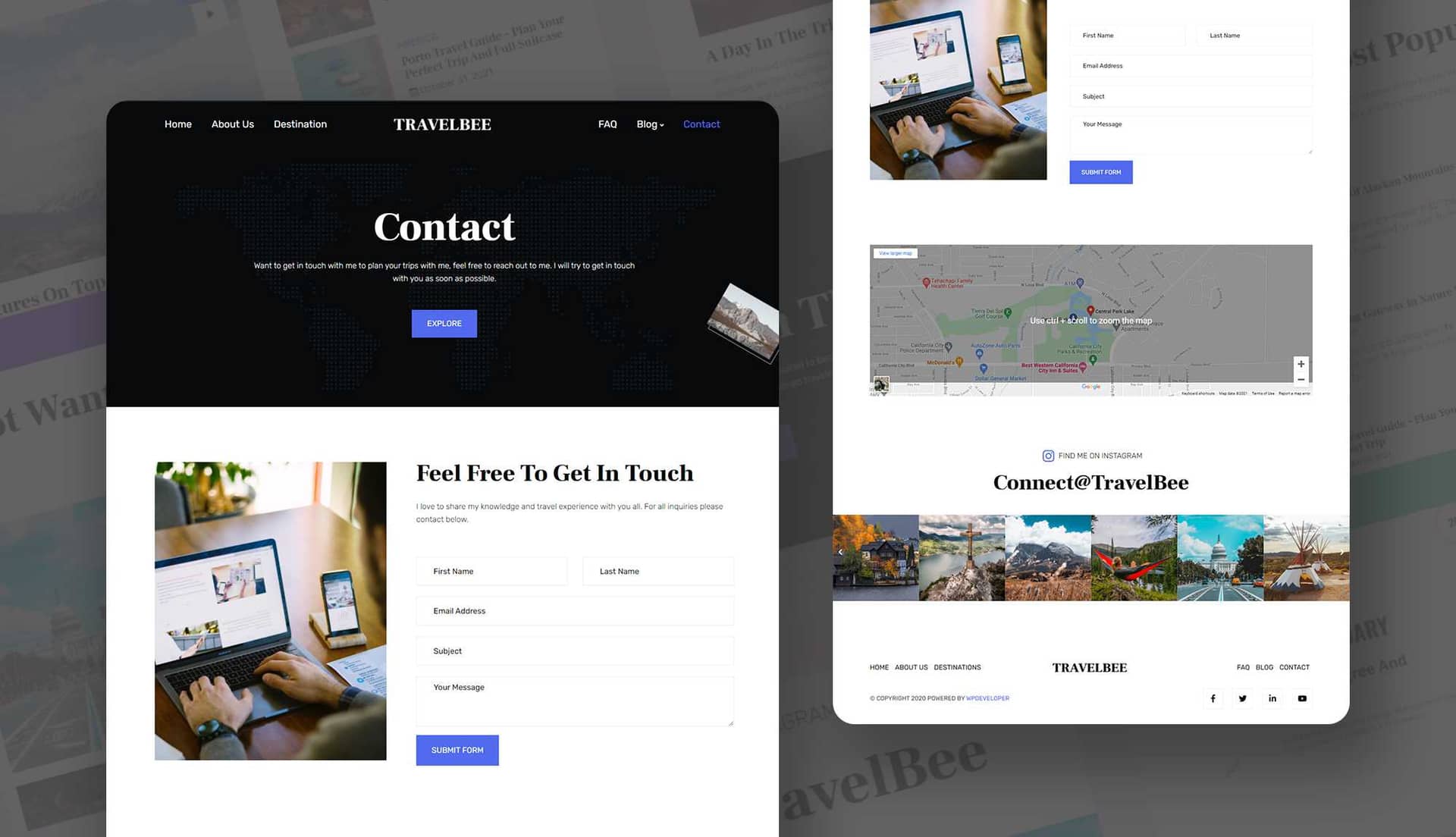TravelBee Contact Page By Templately