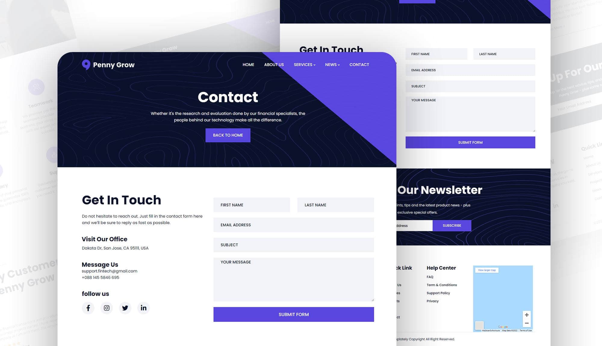 Penny Grow Contact Page By Templately