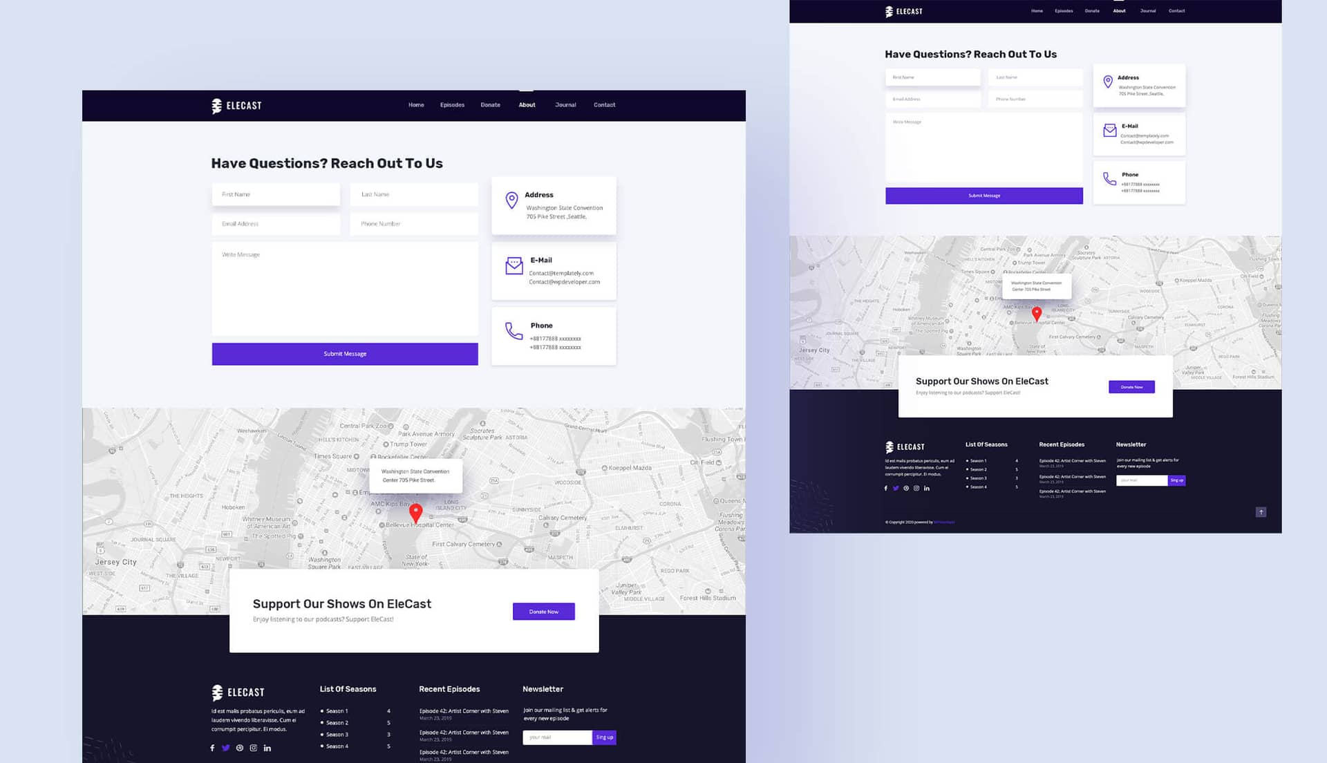 EleCast Contact Page By Templately