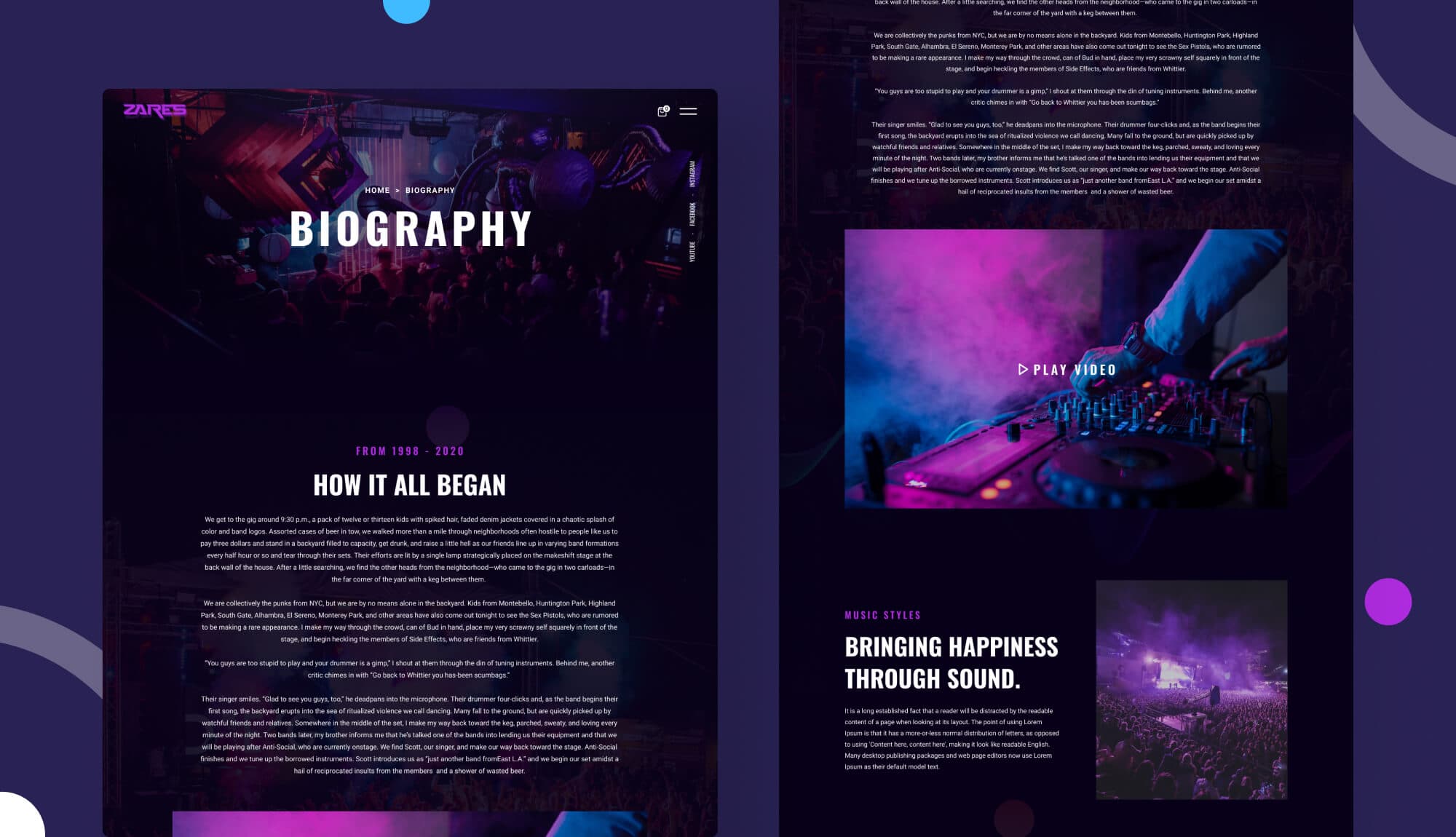 Zares Biography Page Banner