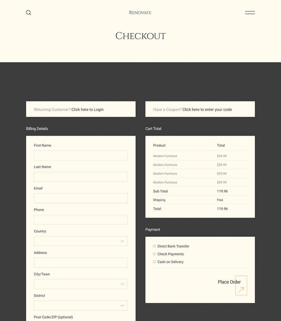 Renovate Checkout Page thumbnail