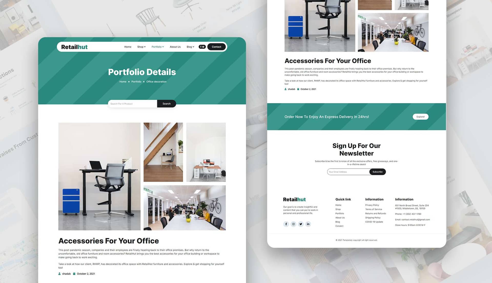 RetailHut Portfolio Details Page By Templately