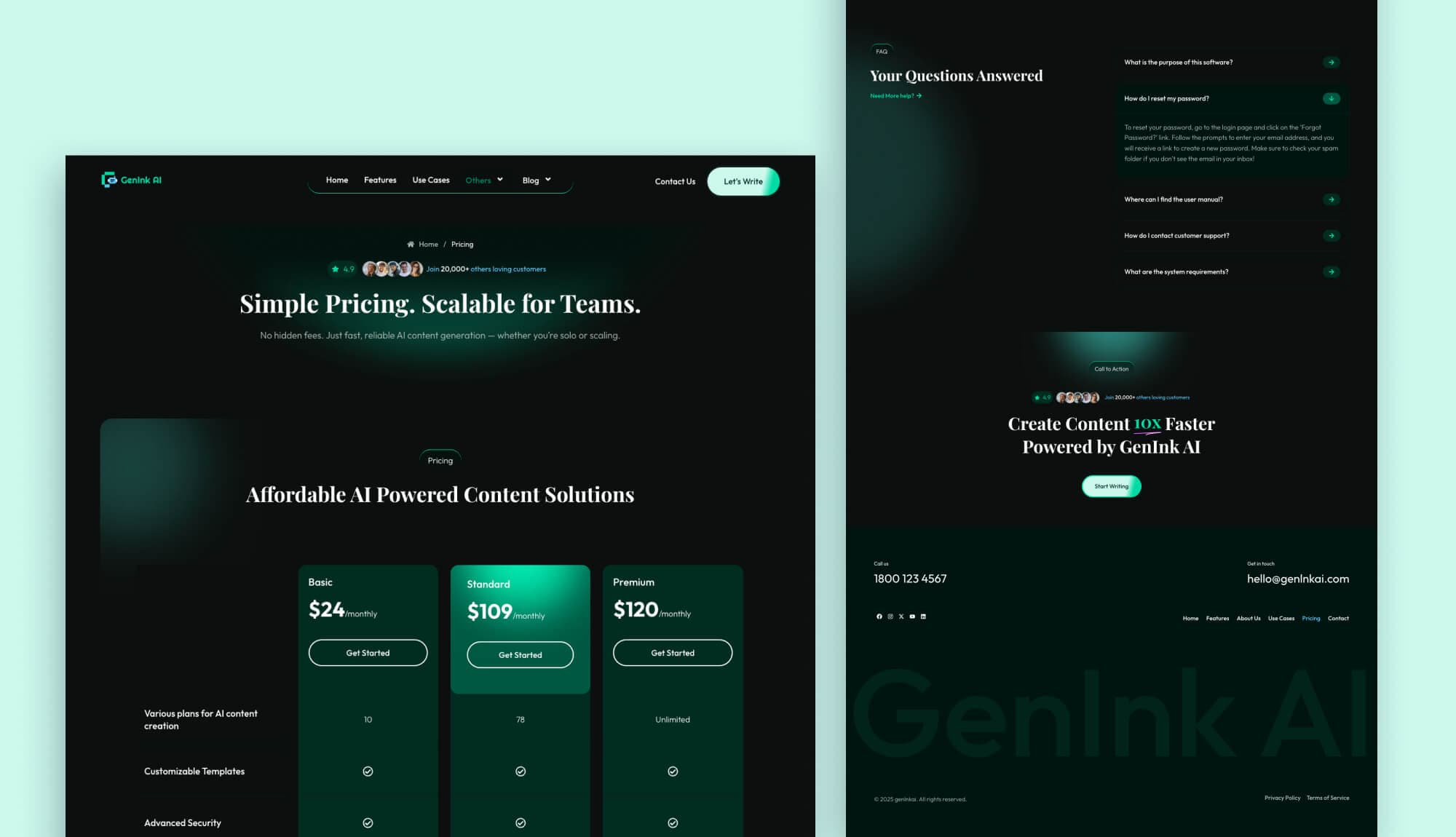 GenInk AI Pricing Page By Templately
