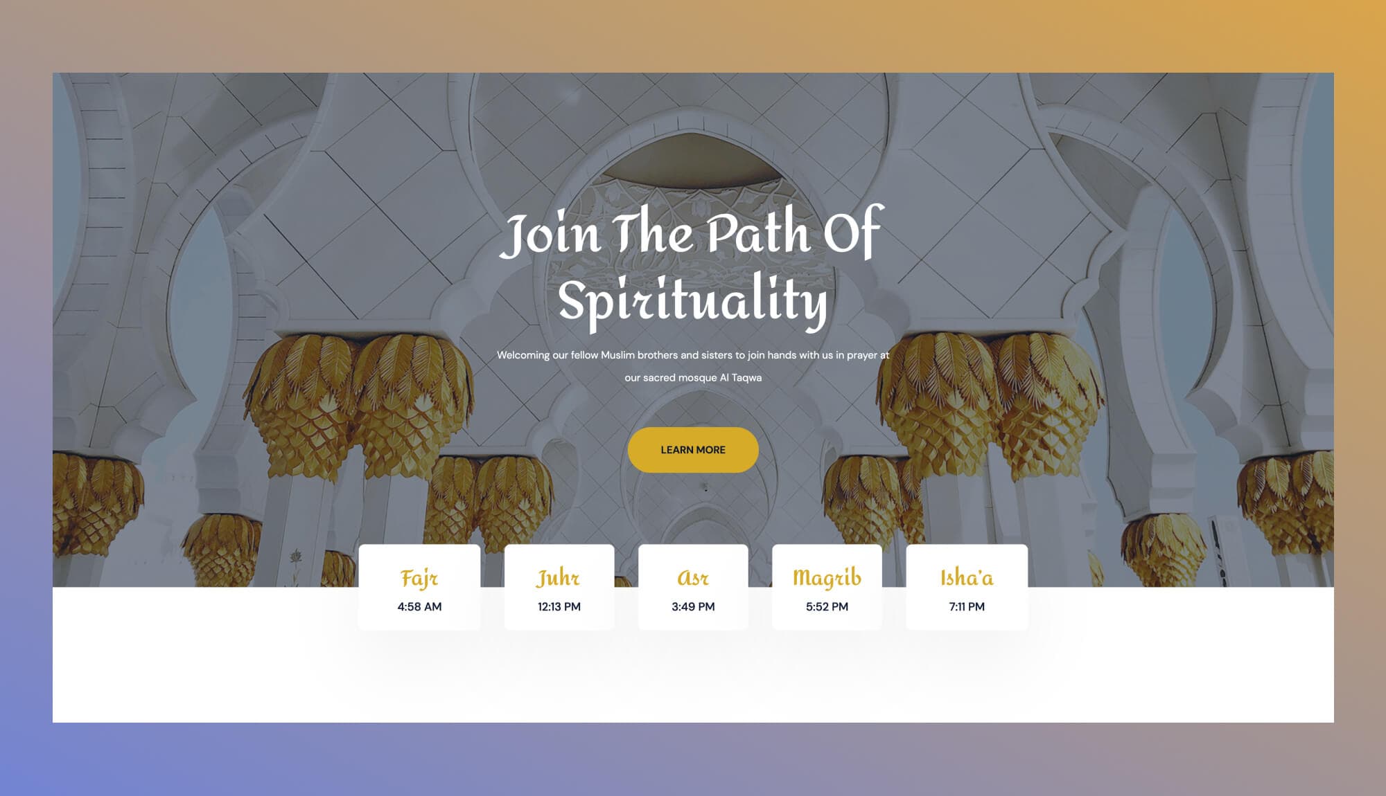 Taqwa Hero Section For Gutenberg Banner
