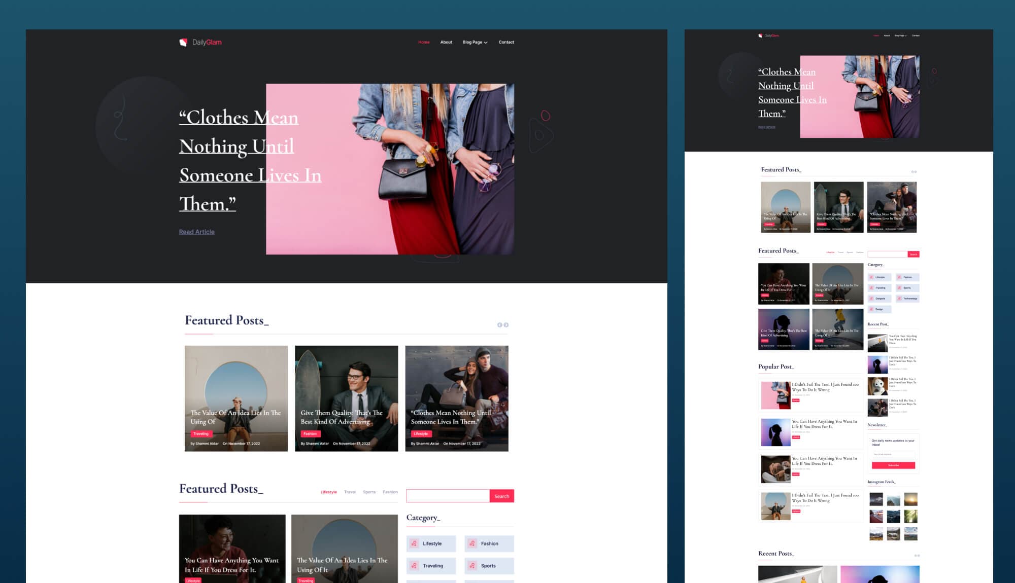 DailyGlam Home Page For Gutenberg Banner