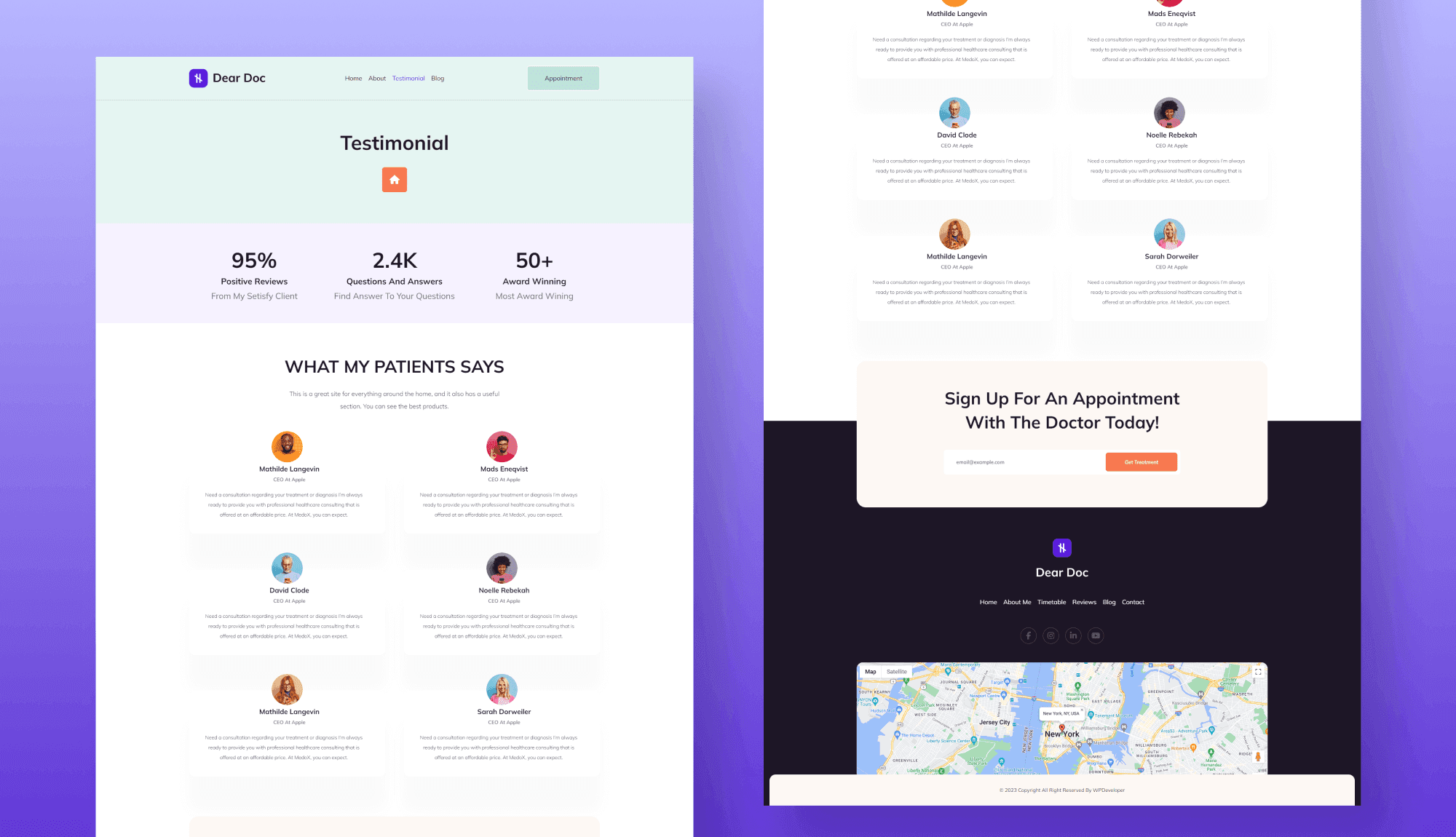 Dear Doc Testimonial Page For Gutenberg Banner