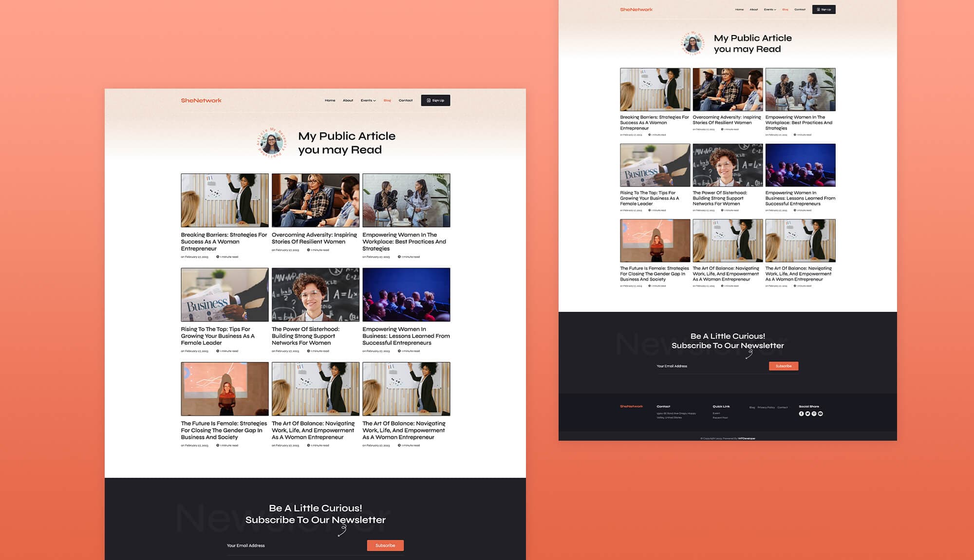 SheNetwork Blog Page For Gutenberg Banner