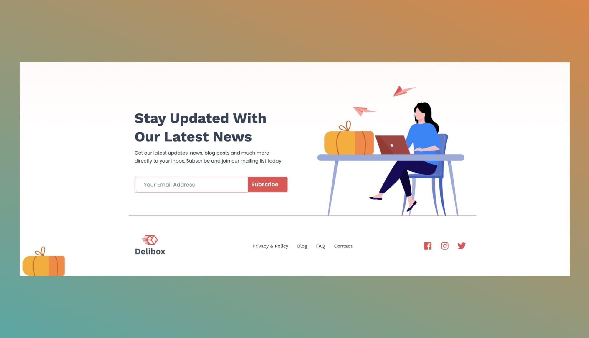 Delibox Footer Section For Gutenberg Banner