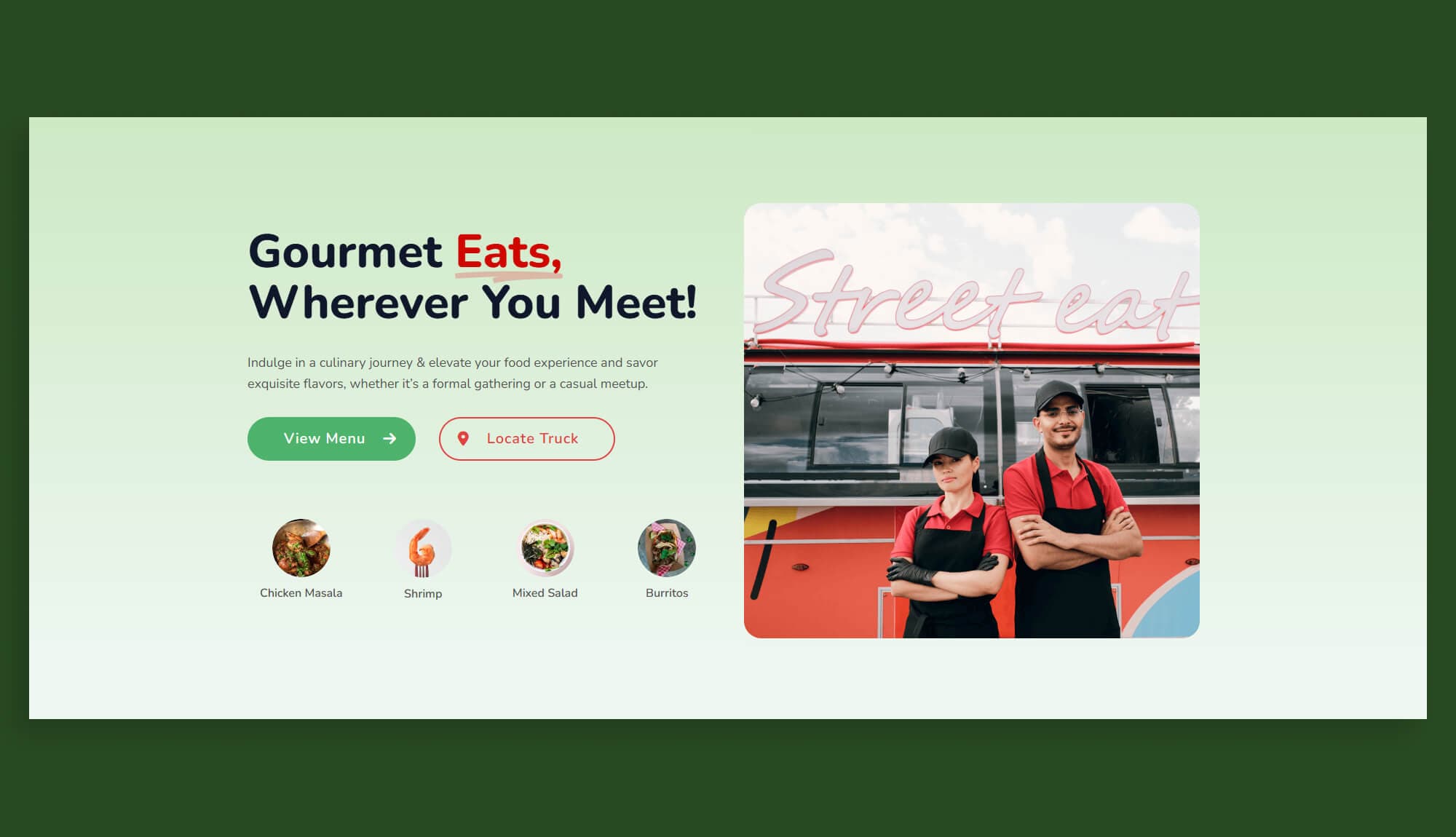 Gourmet Wheels Hero Section for Gutenberg Banner