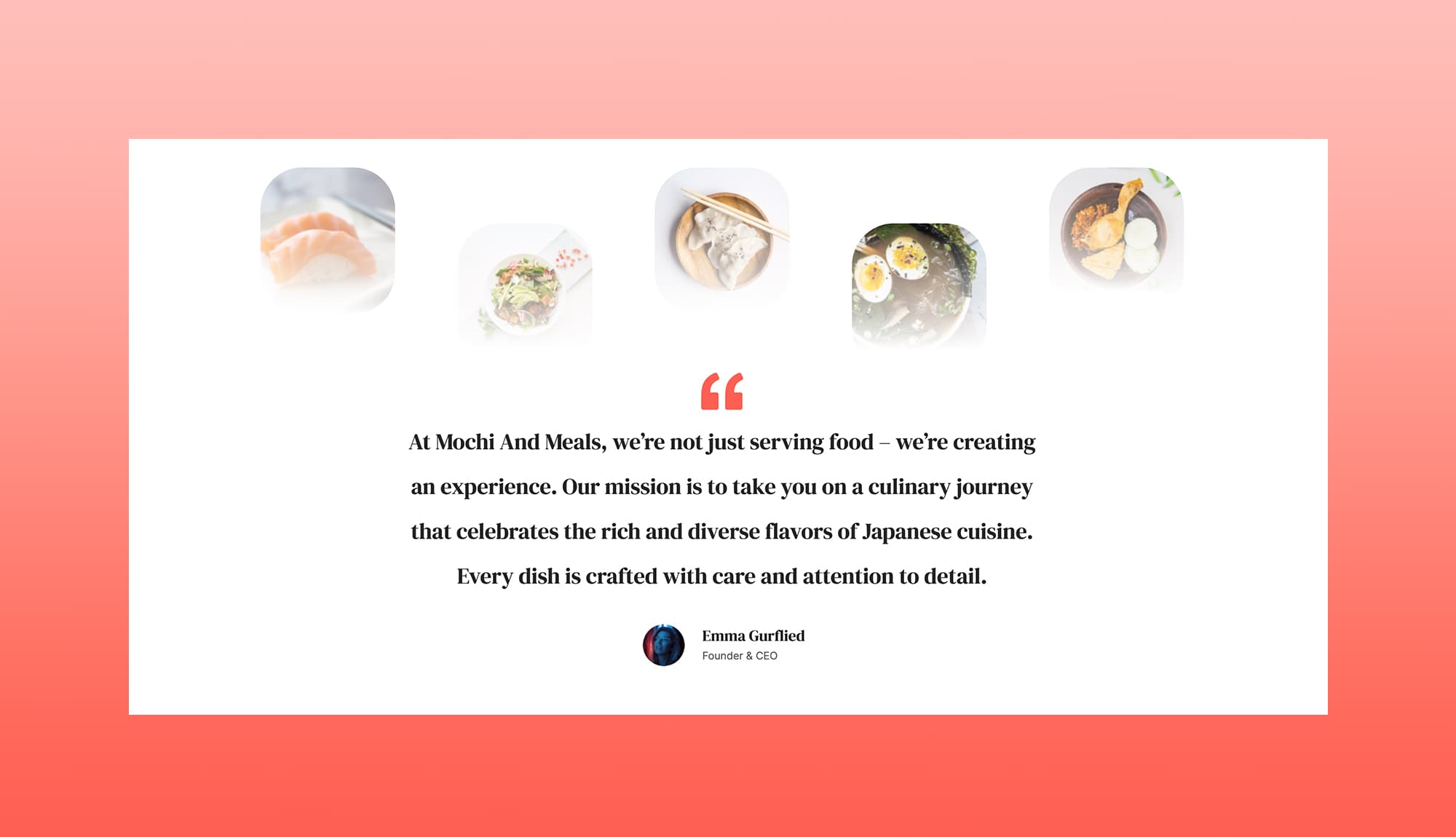 Mochi And Meals Testimonial Section For Gutenberg Banner