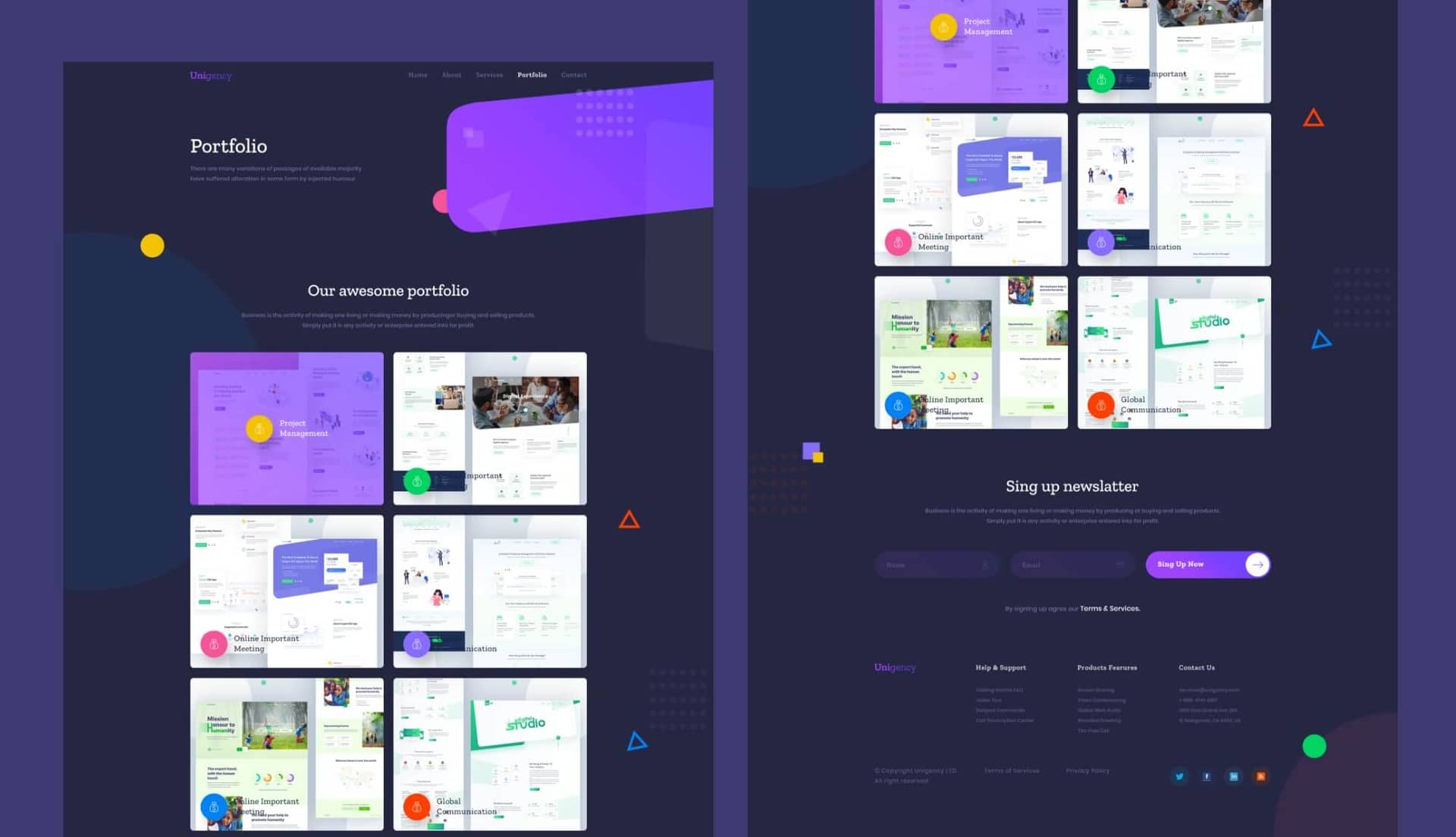 Unigency Agency Template Portfolio Dark By Templately