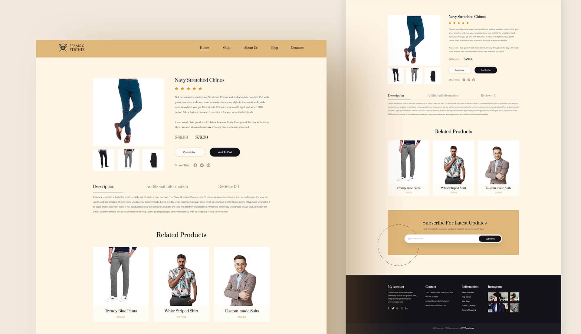 Seam & Stitches Single Product Page By Templately