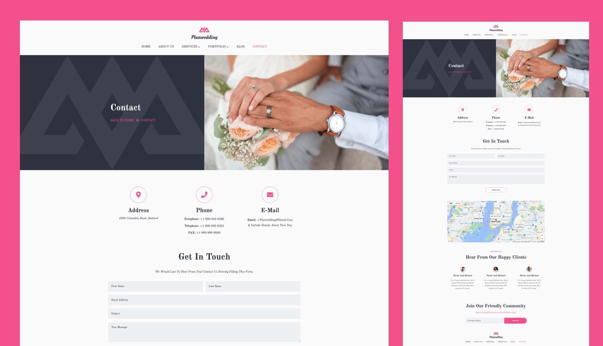 Planwedding Contact Page For Gutenberg Banner