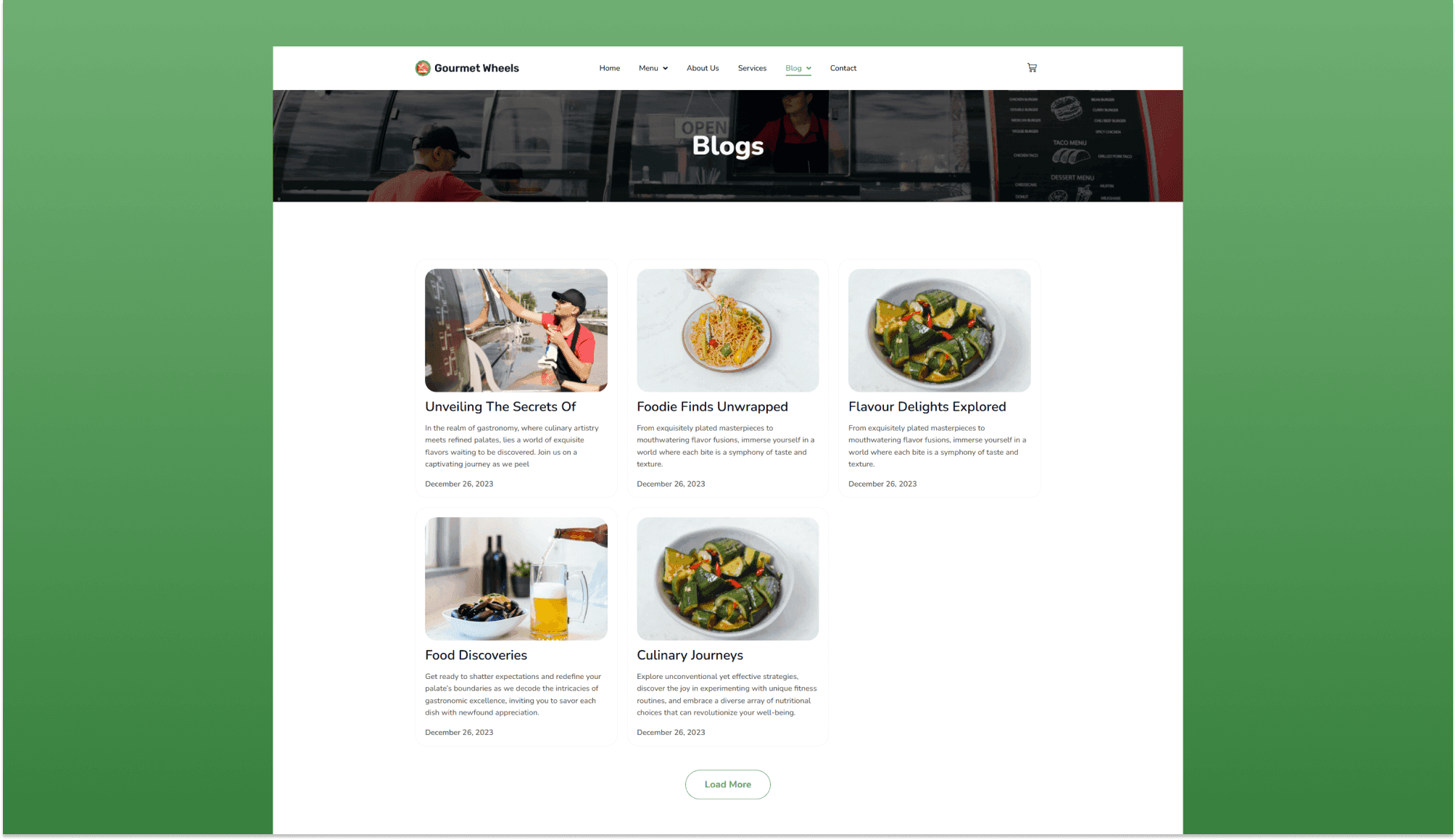 Gourmet Wheels Blog Page By Templately