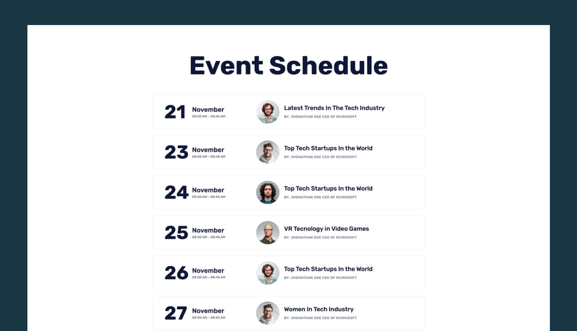 EventPress Pro Schedule Section For Gutenberg Banner
