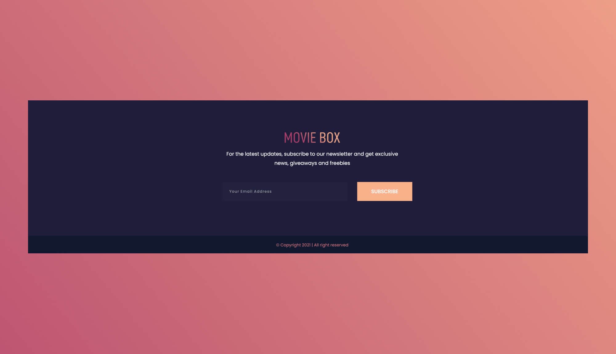 Movie Box Footer Section For Gutenberg Banner